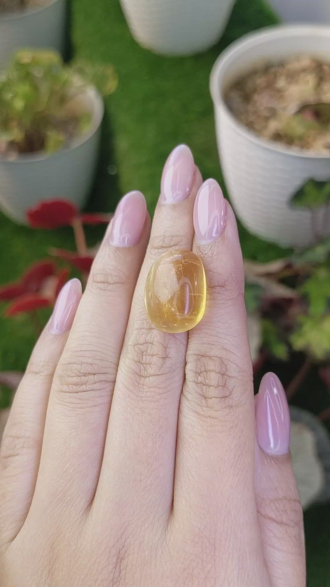 19.83 Ct. Yellow Cabochon Quartz from Brazil Size Video
