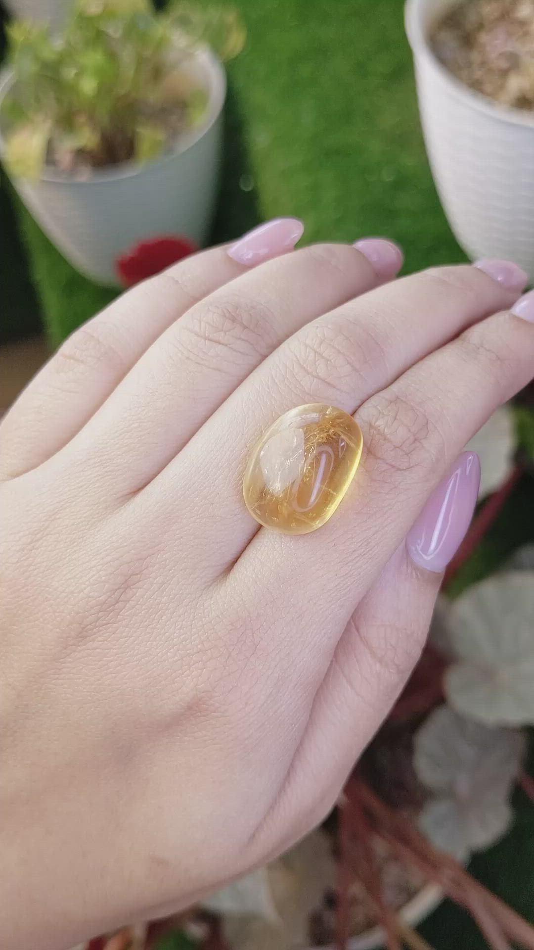 19.83 Ct. Yellow Cabochon Quartz from Brazil Size Video