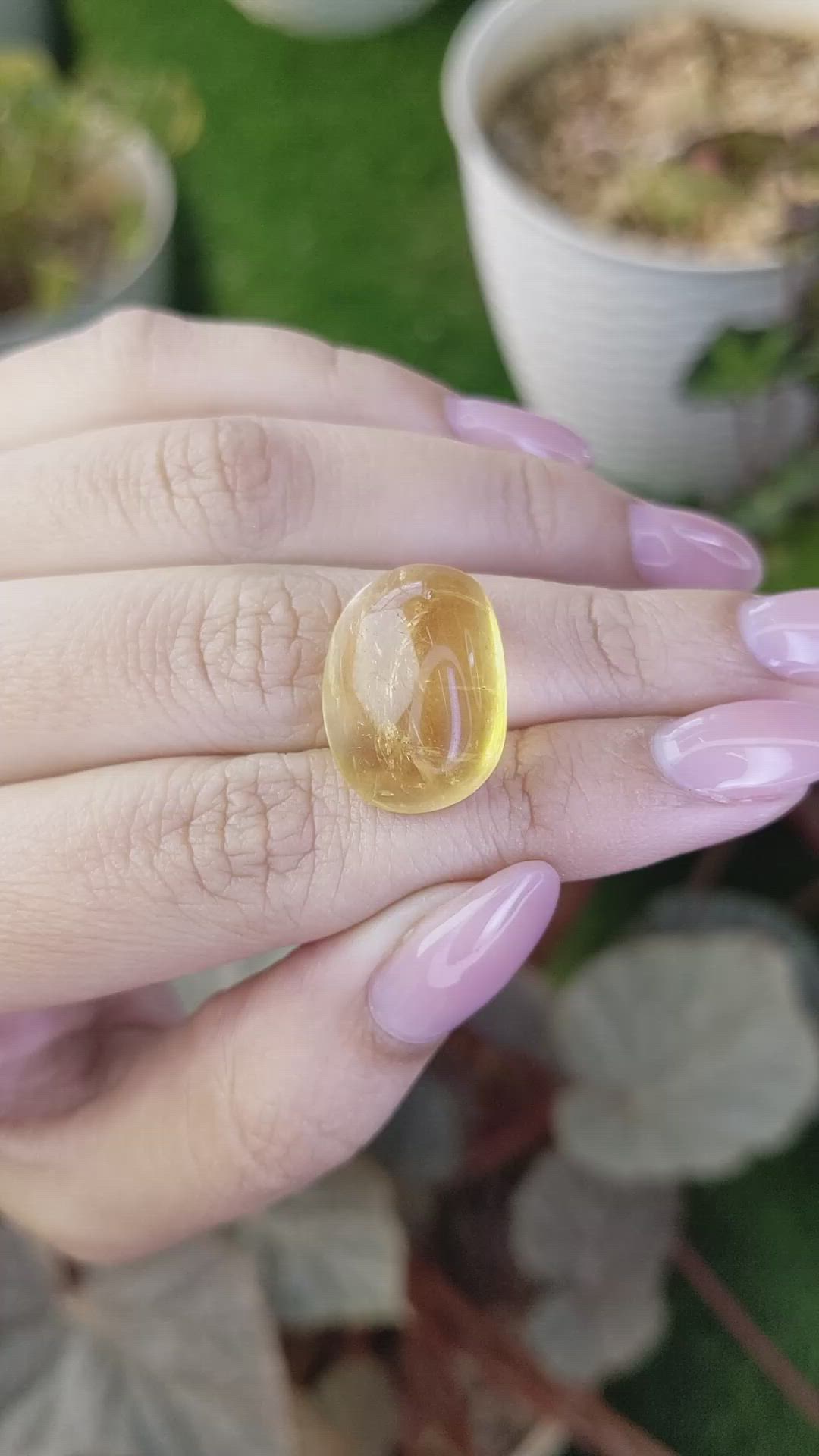 19.83 Ct. Yellow Cabochon Quartz from Brazil Size Video
