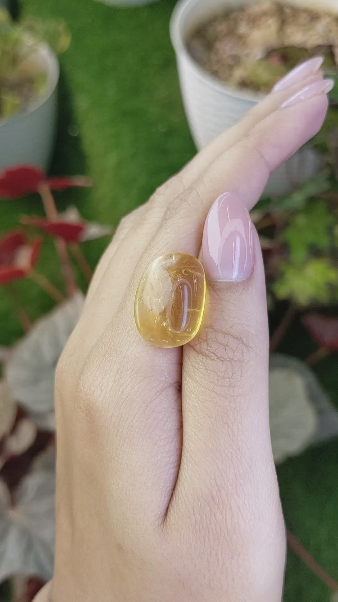19.83 Ct. Yellow Cabochon Quartz from Brazil Size Video