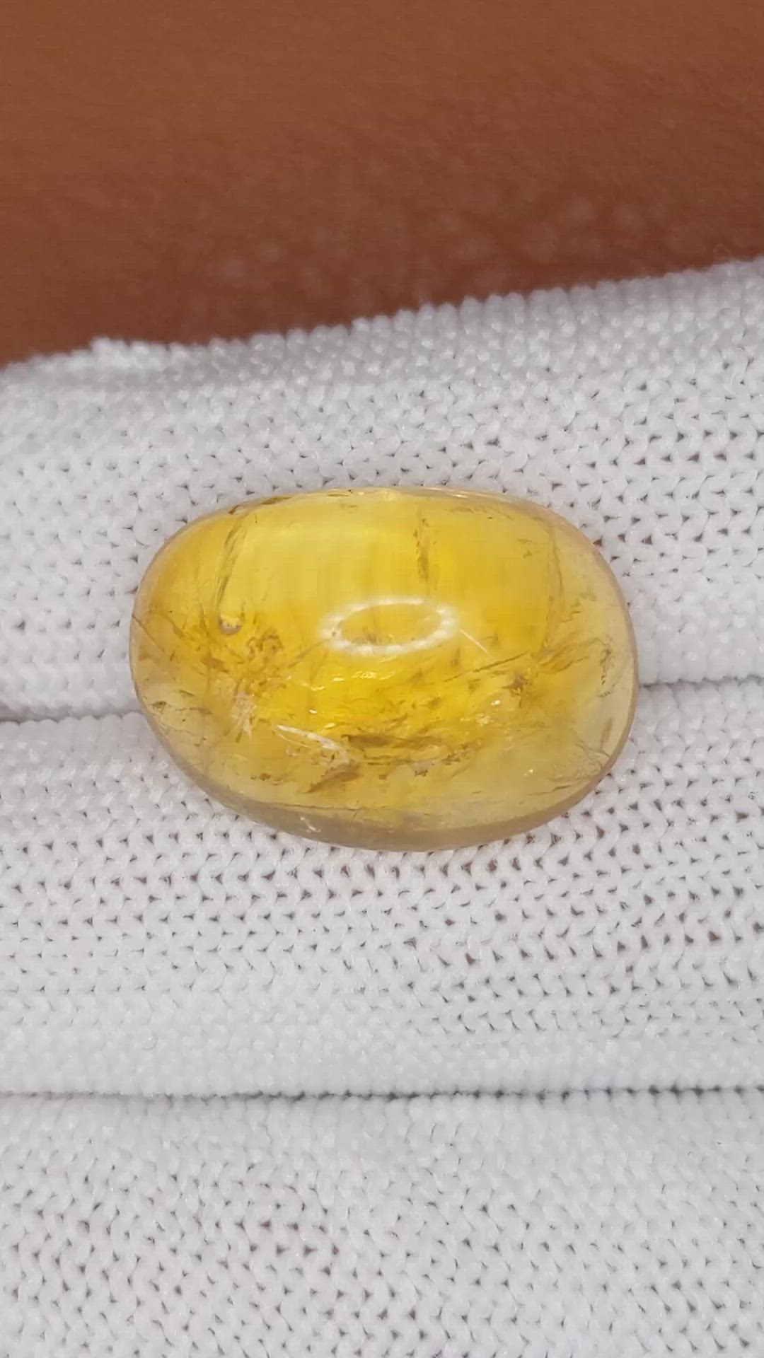 19.83 Ct. Yellow Cabochon Quartz from Brazil Size Video