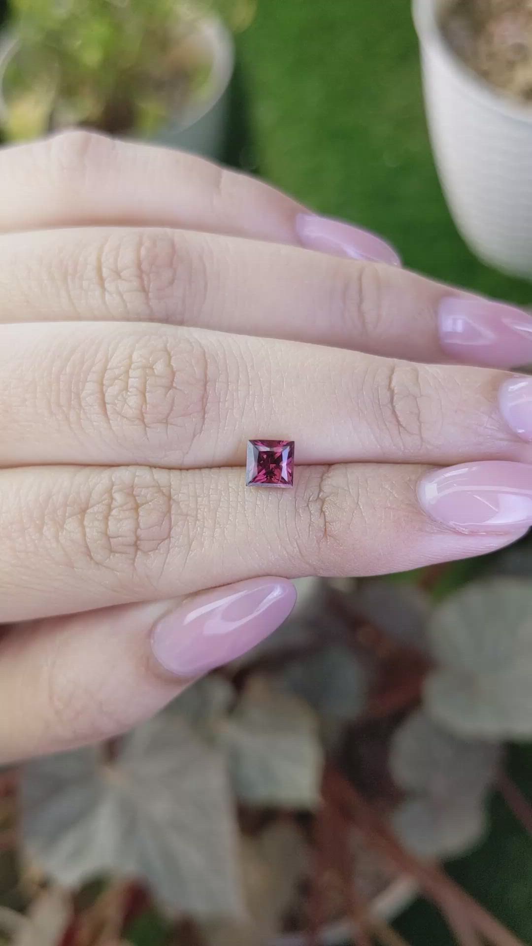 0.74 Ct. Reddish Pink Garnet from Ceylon (Sri Lanka) Size Video