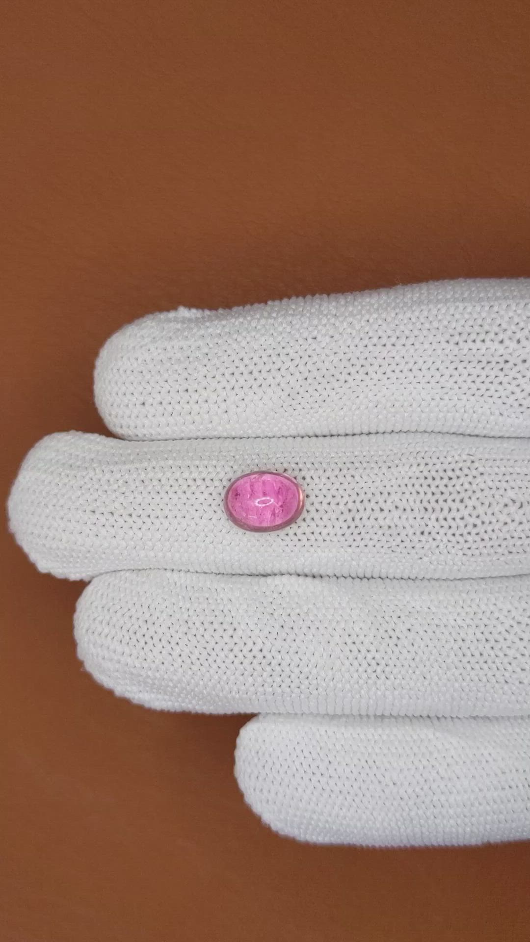 2.46 Ct. Pink Cabochon Tourmaline from Ceylon (Sri Lanka) Size Video
