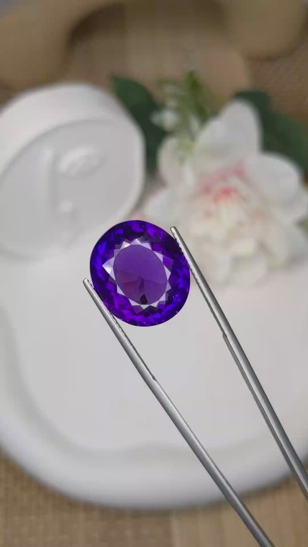 15.39 Ct. Purple Amethyst from Ceylon (Sri Lanka) Size Video