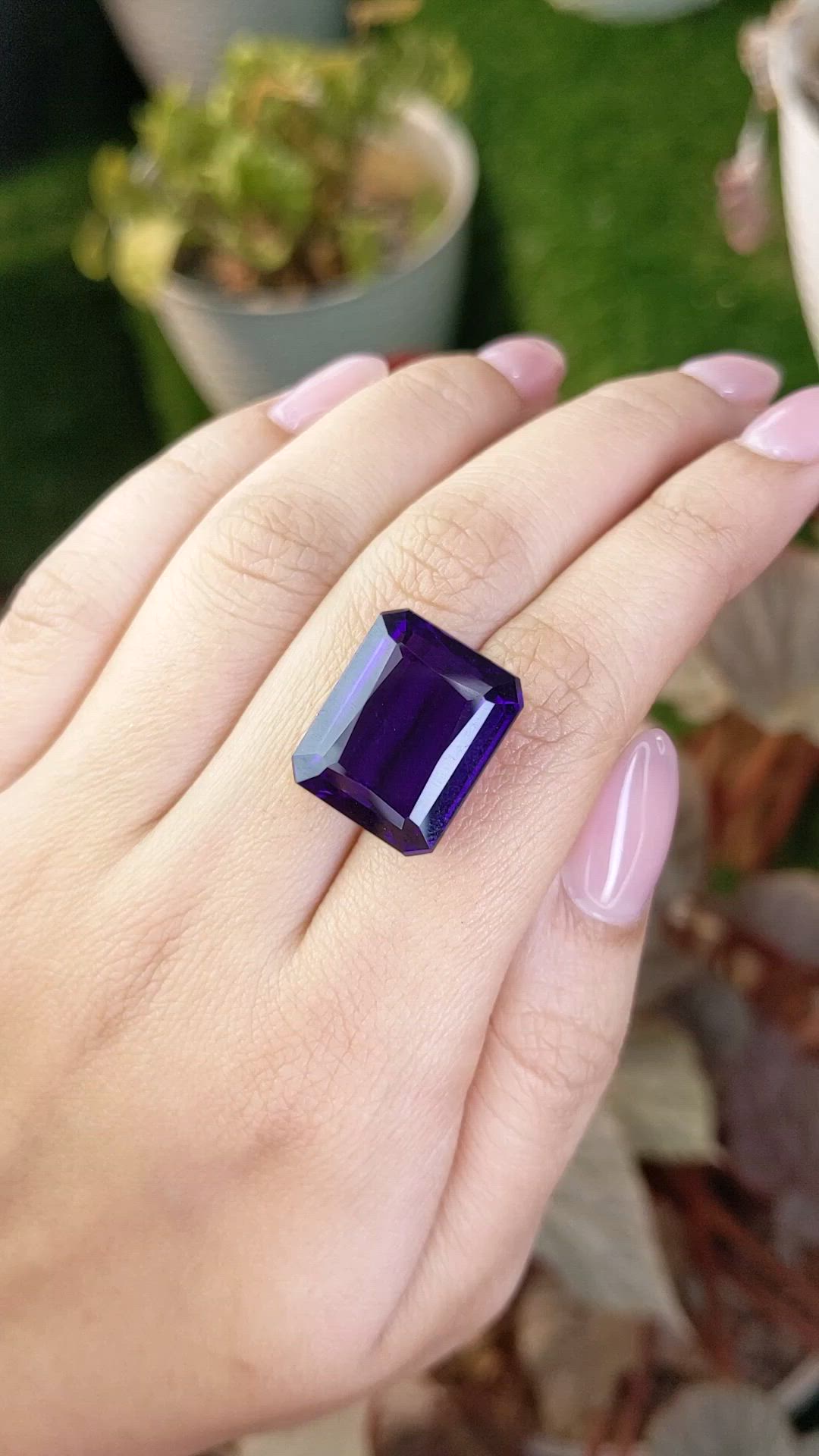 24.75 Ct. Purple Amethyst from Brazil Size Video