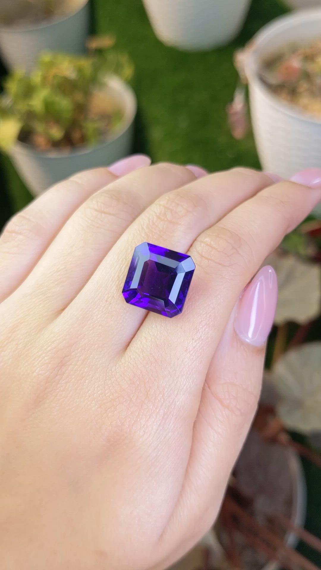 12.38 Ct. Purple Amethyst from Brazil Size Video