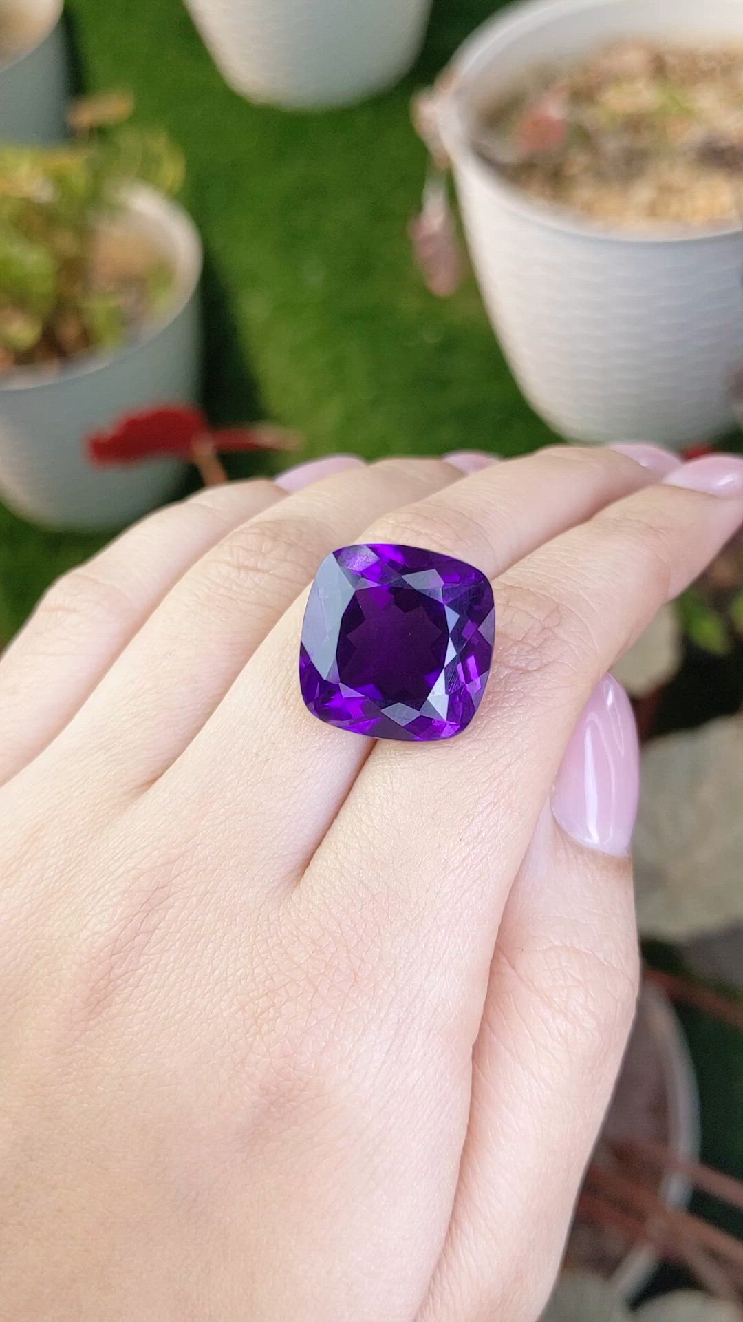 24.02 Ct. Purple Amethyst from Brazil Size Video
