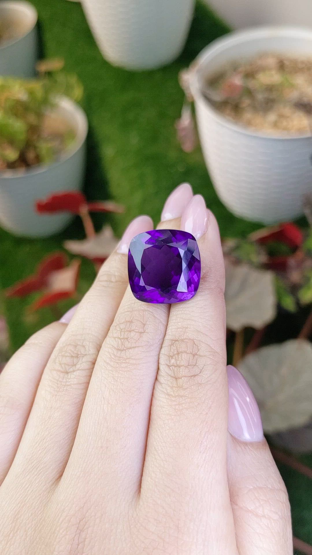 24.02 Ct. Purple Amethyst from Brazil Size Video