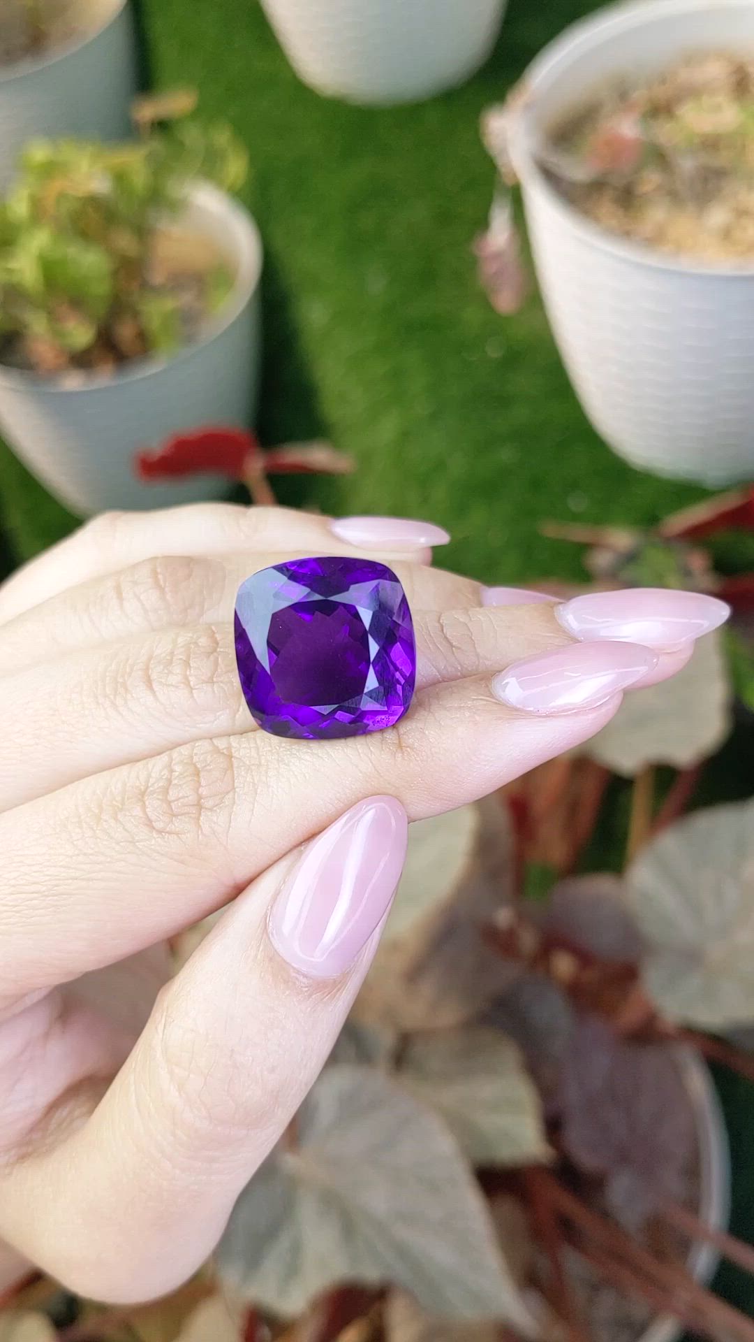 24.02 Ct. Purple Amethyst from Brazil Size Video