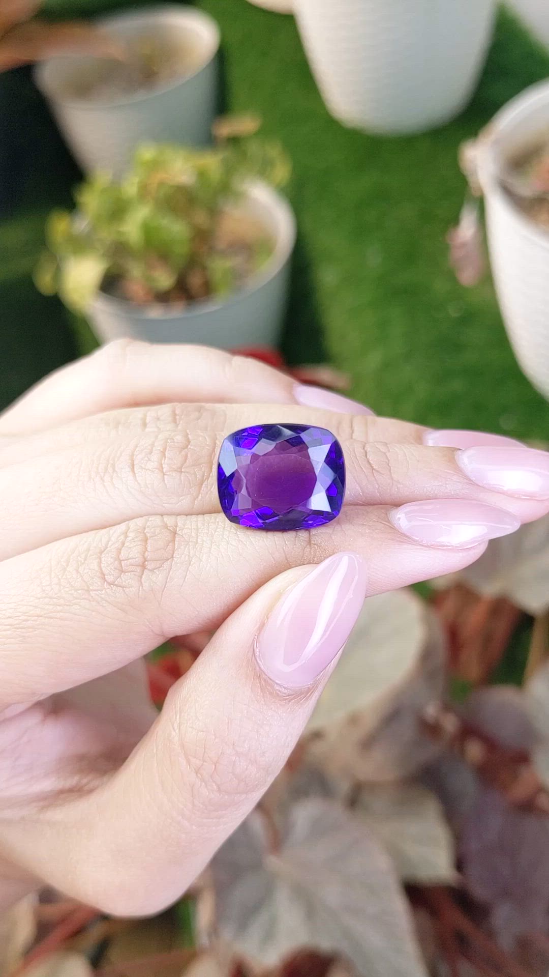 14.86 Ct. Purple Amethyst from Brazil Size Video