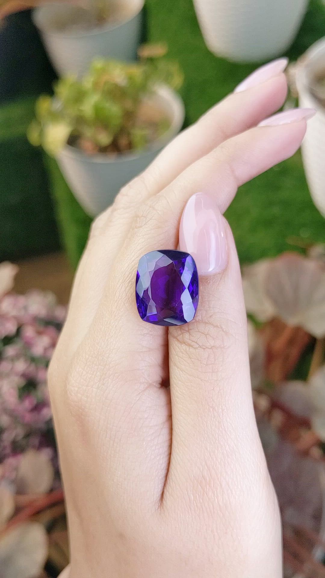 14.86 Ct. Purple Amethyst from Brazil Size Video