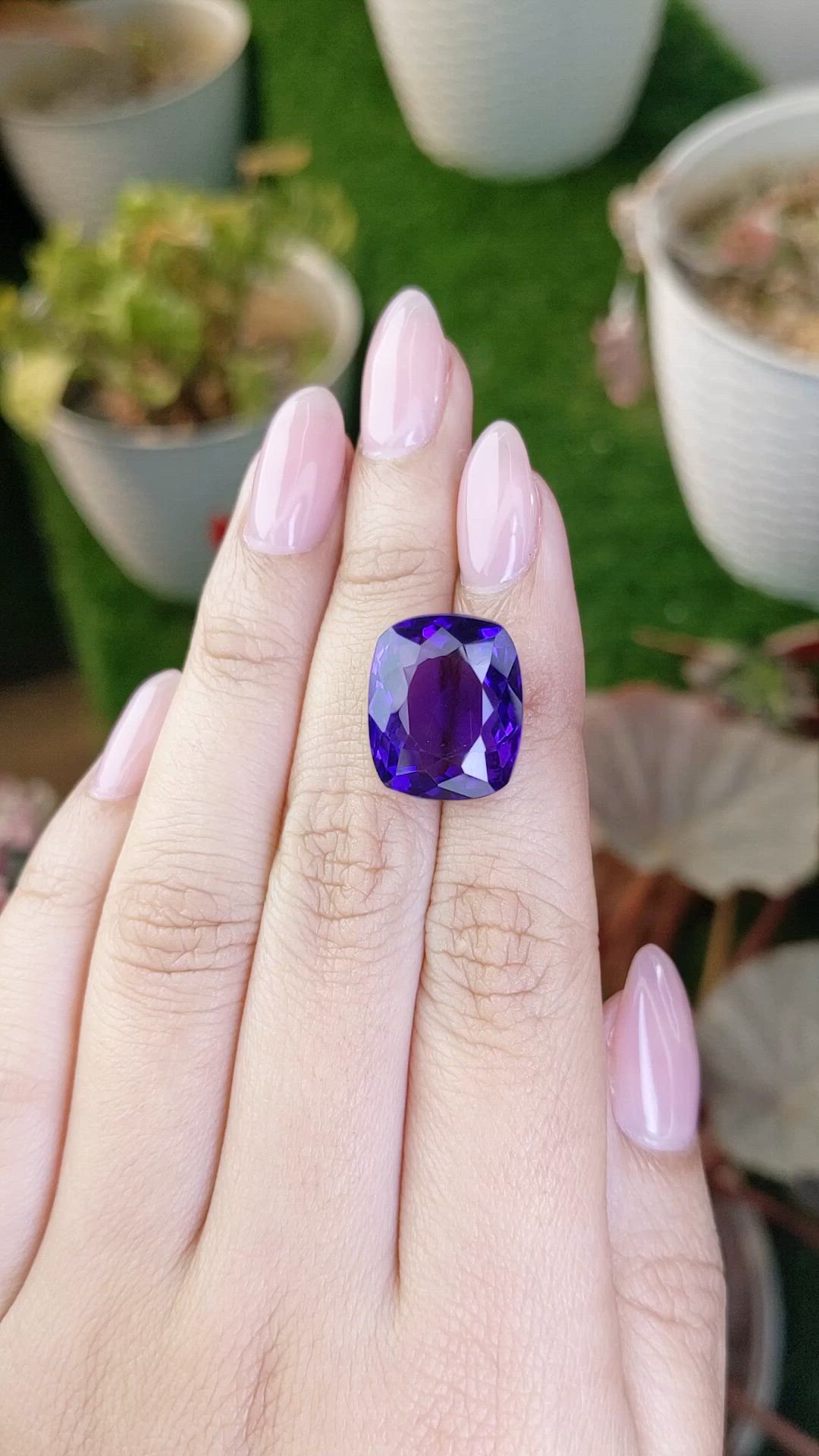 14.86 Ct. Purple Amethyst from Brazil Size Video