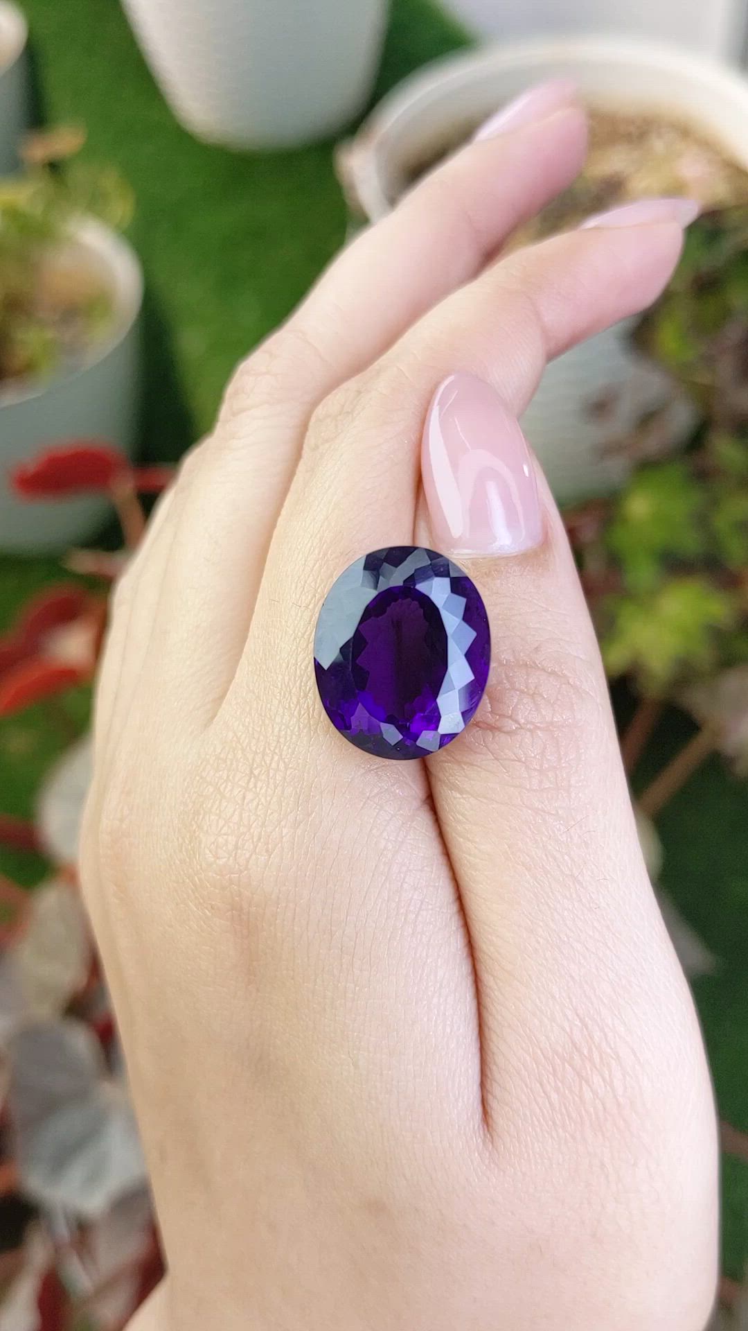 17.47 Ct. Purple Amethyst from Brazil Size Video