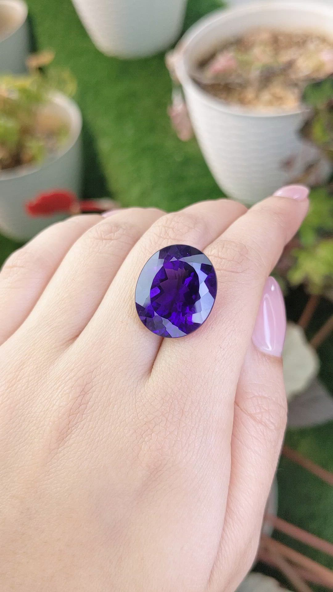 20.47 Ct. Purple Amethyst from Brazil Size Video