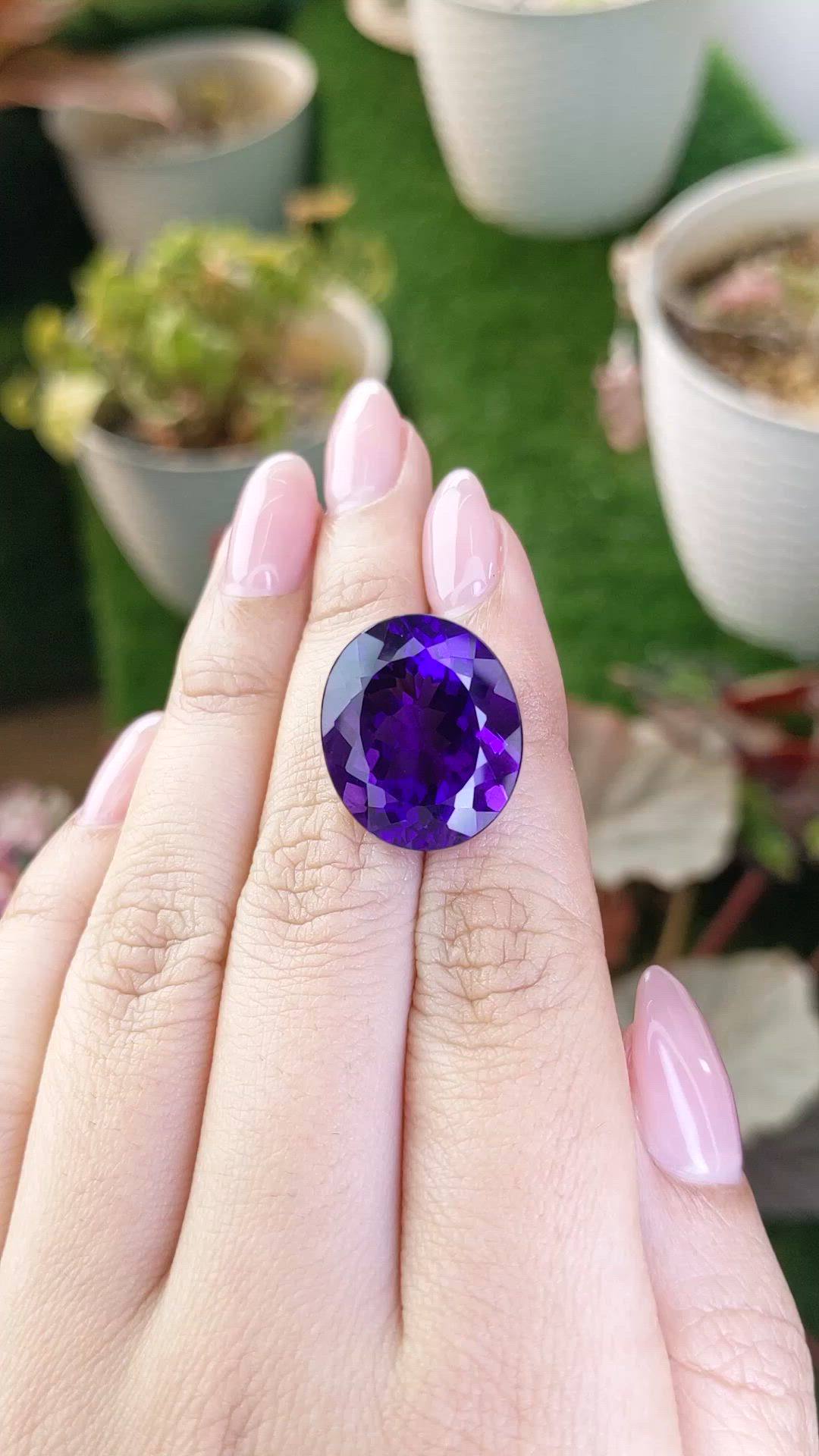 20.47 Ct. Purple Amethyst from Brazil Size Video