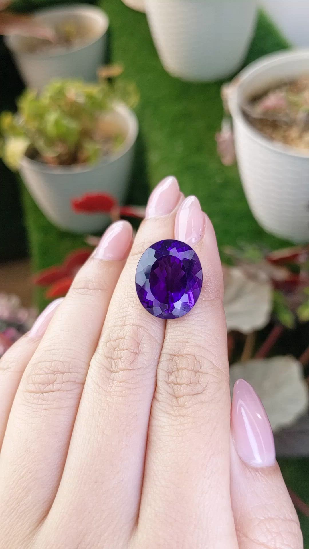 17.87 Ct. Purple Amethyst from Brazil Size Video