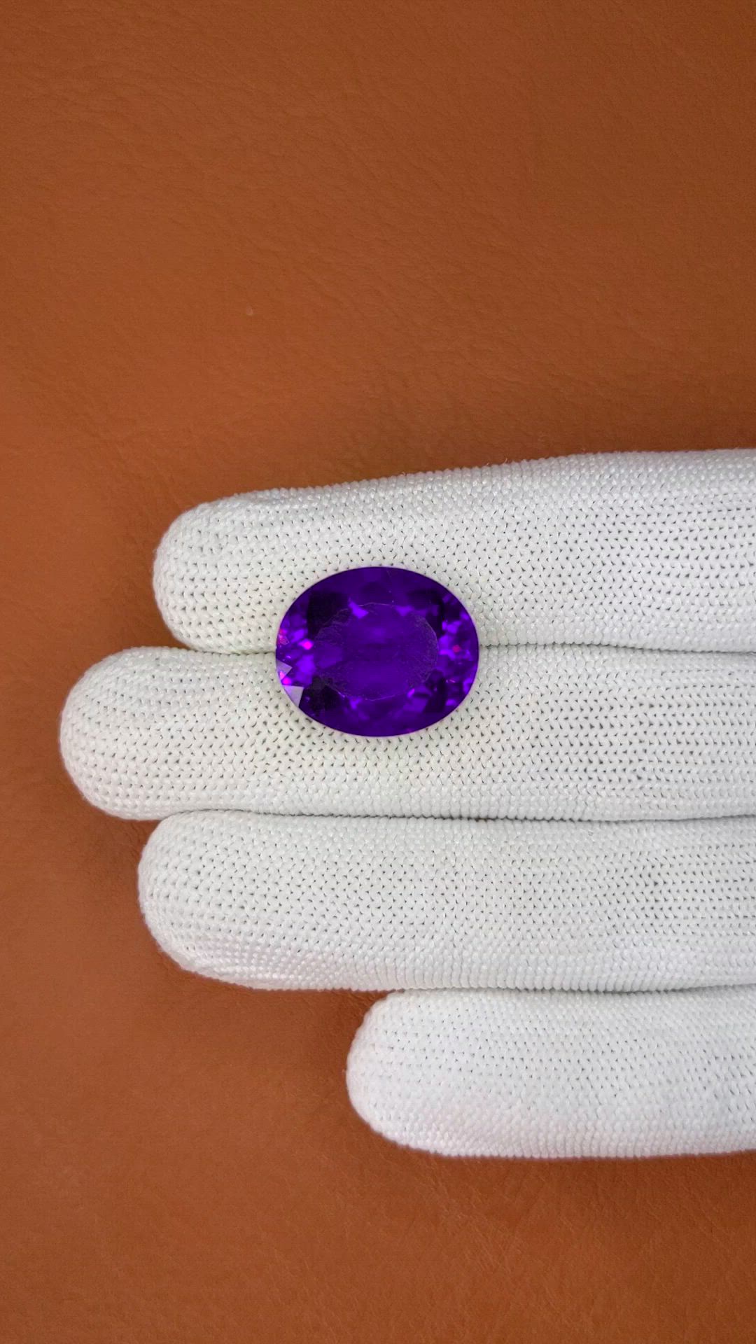 17.87 Ct. Purple Amethyst from Brazil Size Video