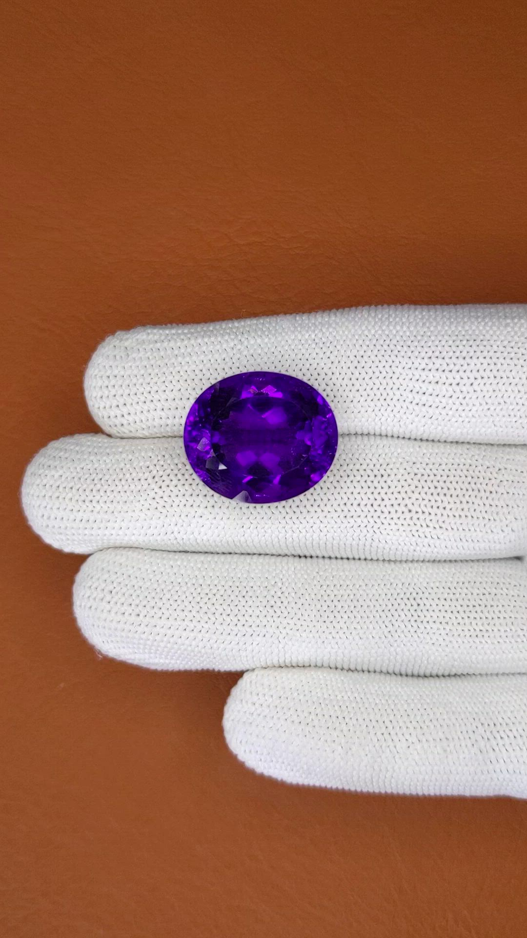 24.48 Ct. Purple Amethyst from Brazil Size Video
