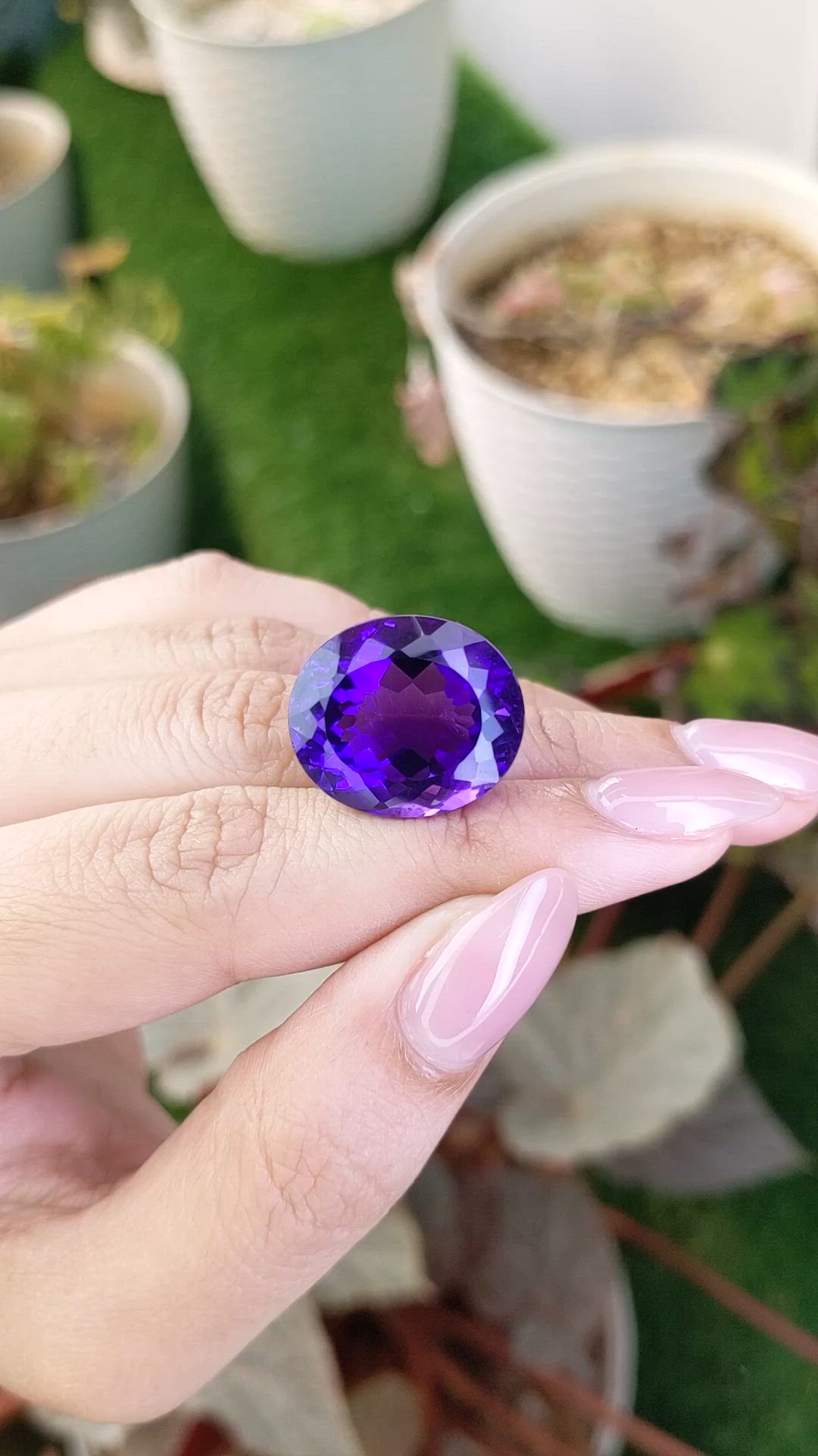 24.48 Ct. Purple Amethyst from Brazil Size Video