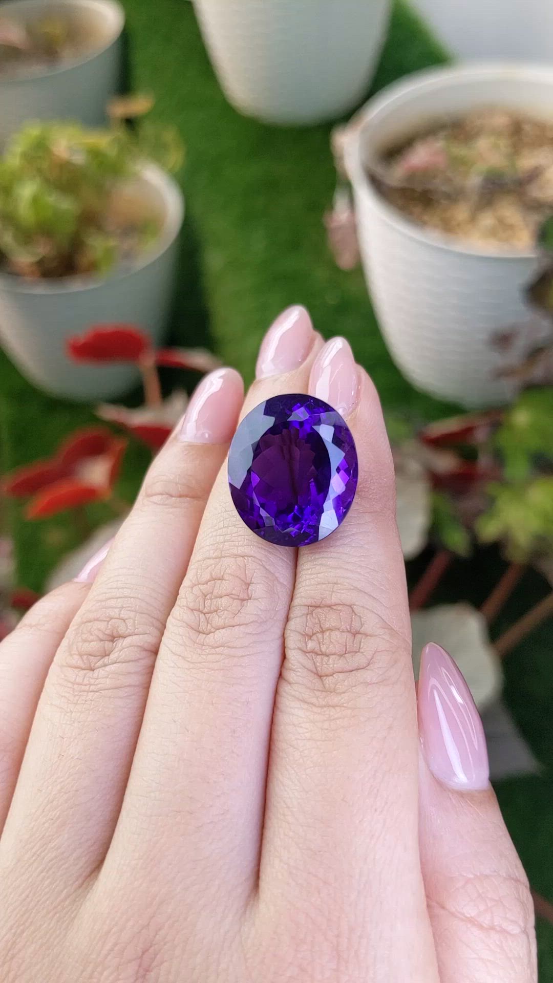 24.48 Ct. Purple Amethyst from Brazil Size Video