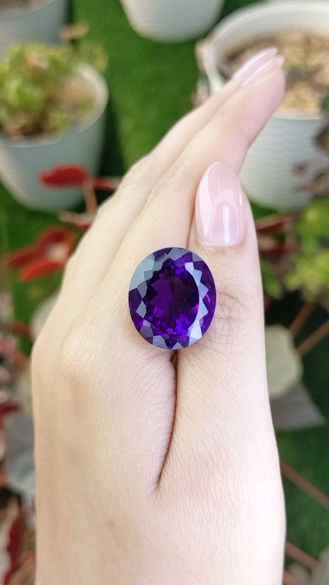 24.48 Ct. Purple Amethyst from Brazil Size Video