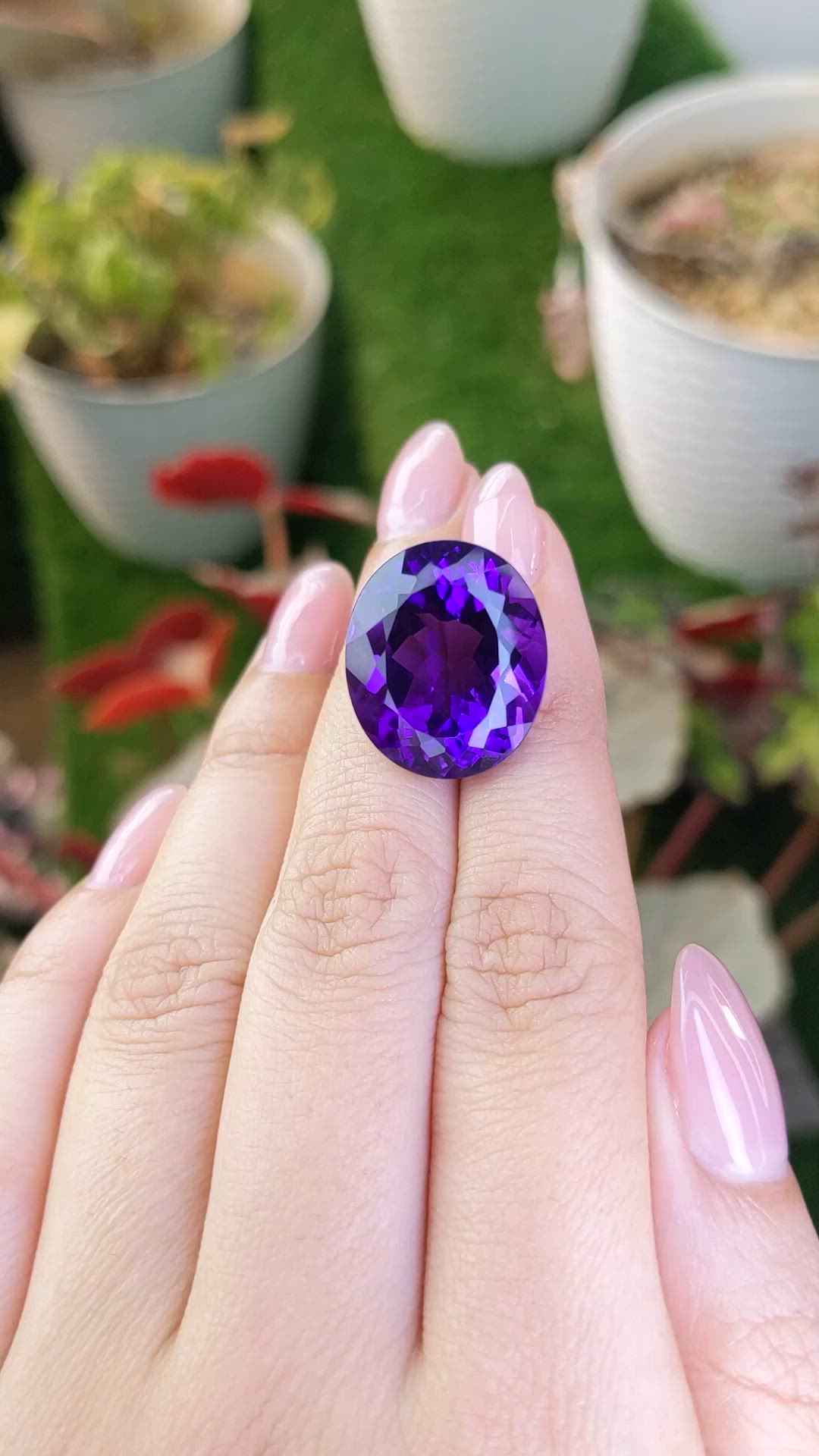 23.46 Ct. Purple Amethyst from Brazil Size Video