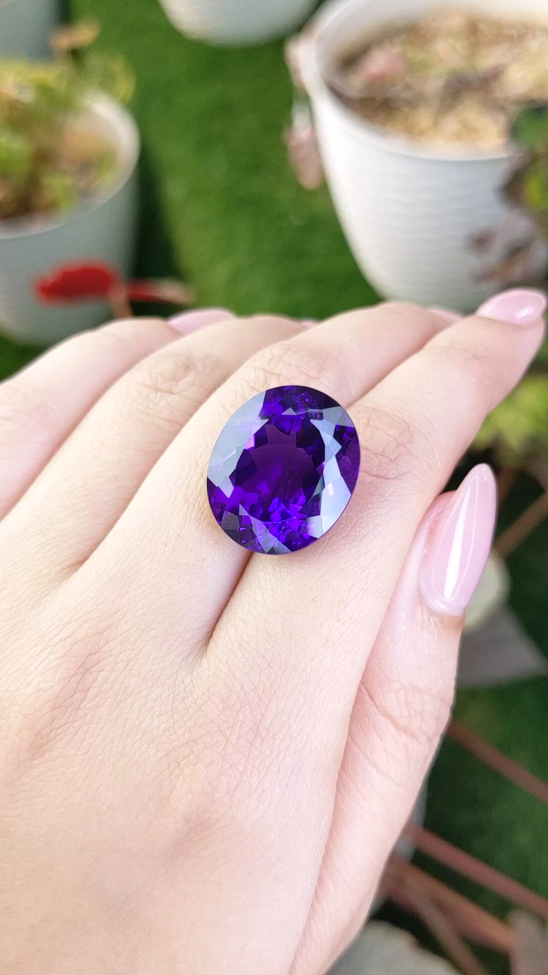 23.46 Ct. Purple Amethyst from Brazil Size Video