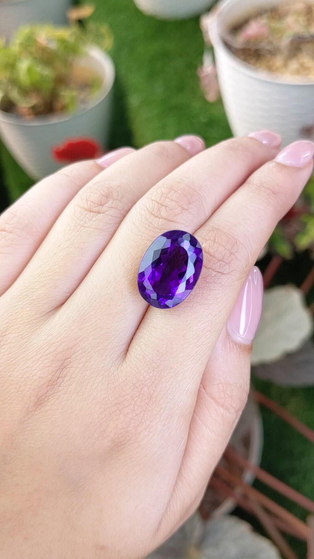 13.90 Ct. Purple Amethyst from Brazil Size Video