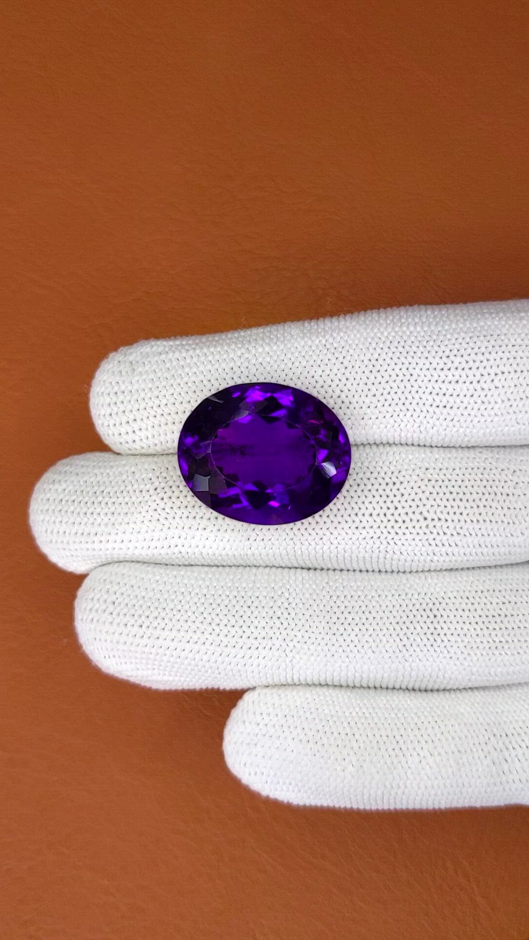 23.97 Ct. Purple Amethyst from Brazil Size Video