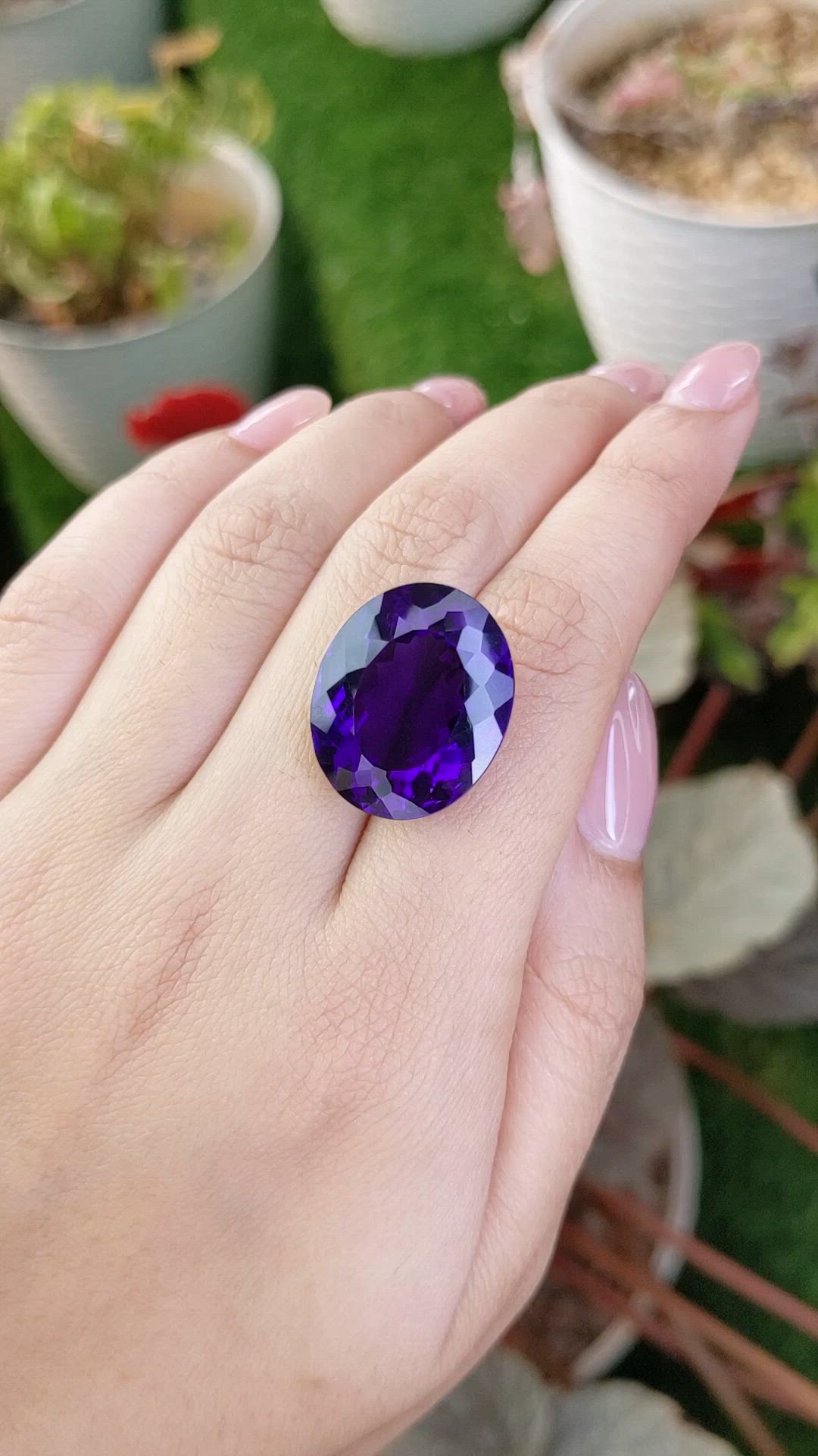 23.97 Ct. Purple Amethyst from Brazil Size Video