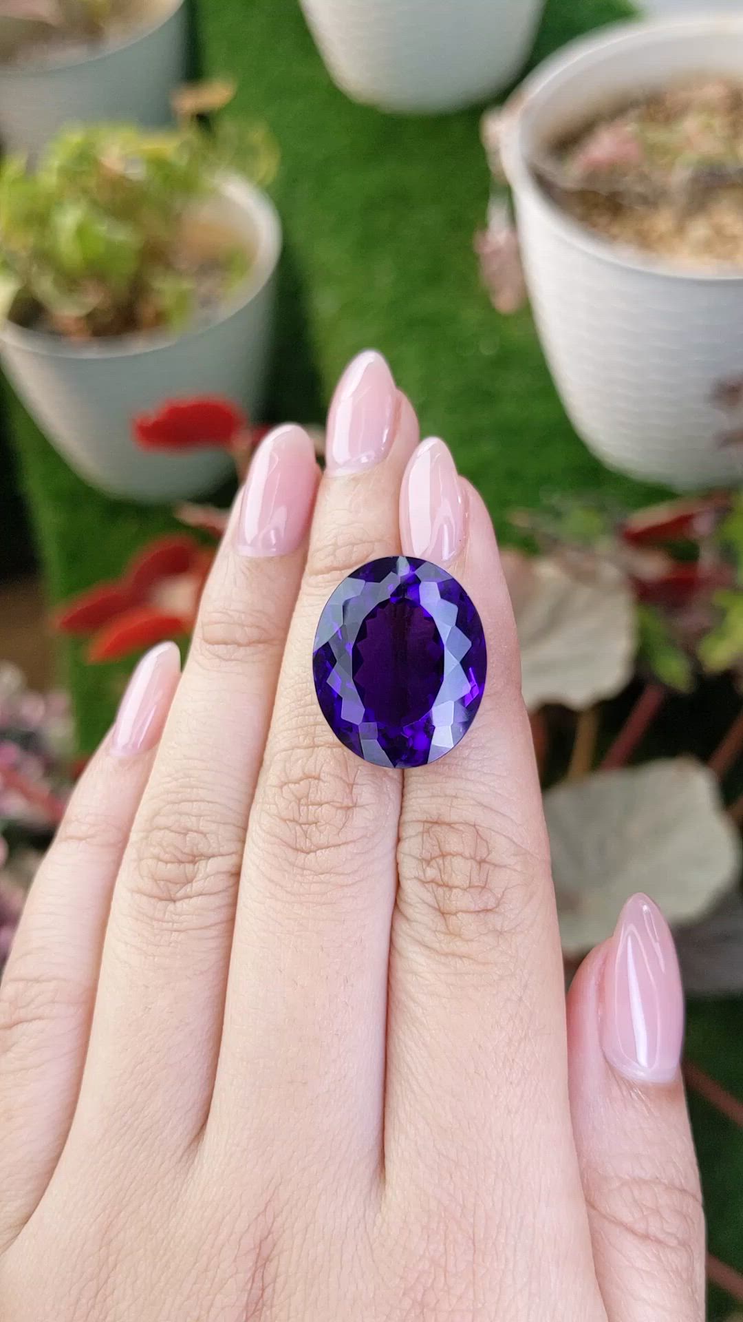 23.97 Ct. Purple Amethyst from Brazil Size Video