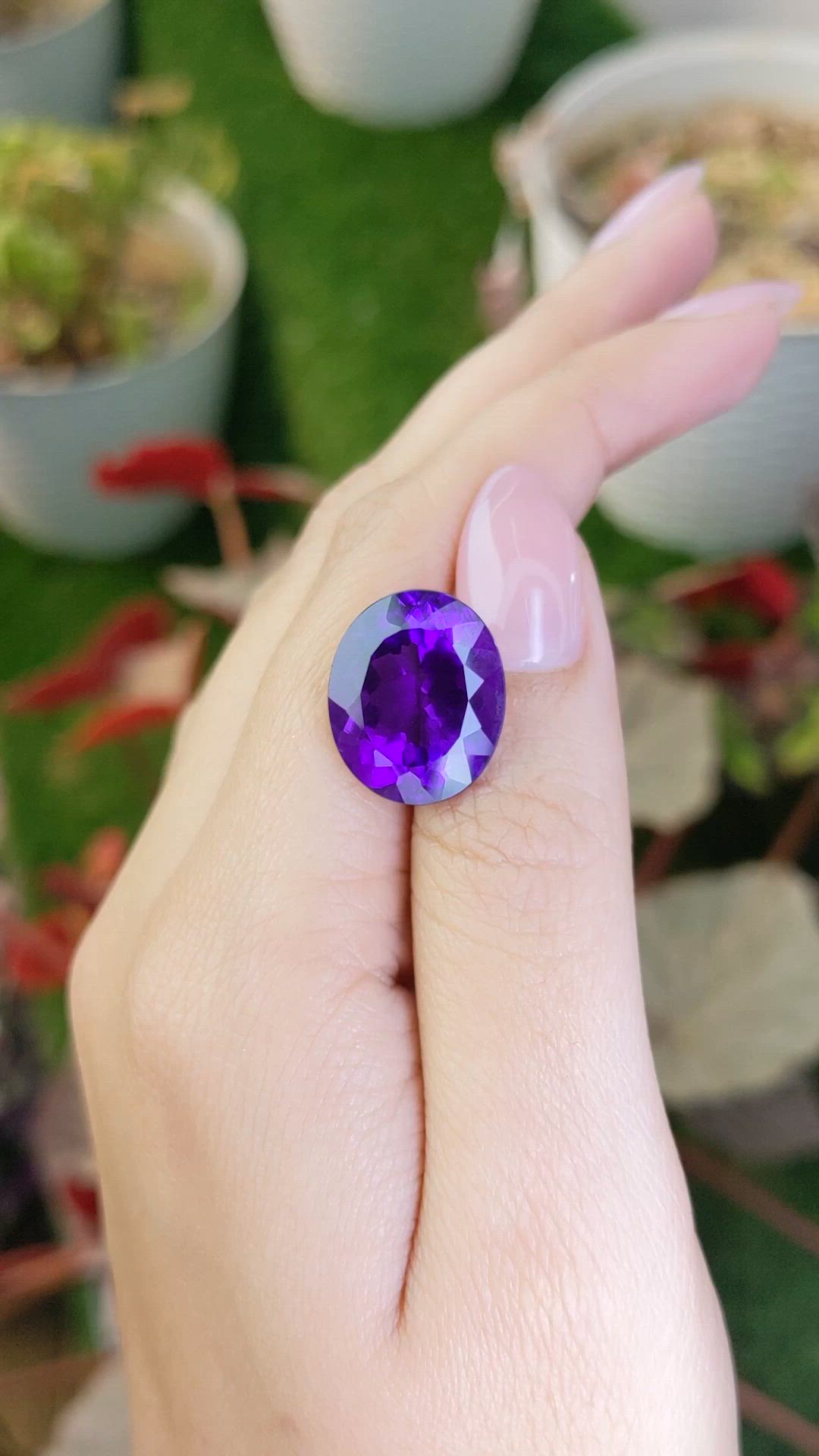12.68 Ct. Purple Amethyst from Brazil Size Video