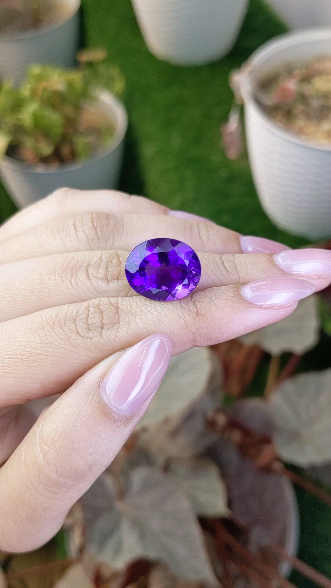 12.68 Ct. Purple Amethyst from Brazil Size Video
