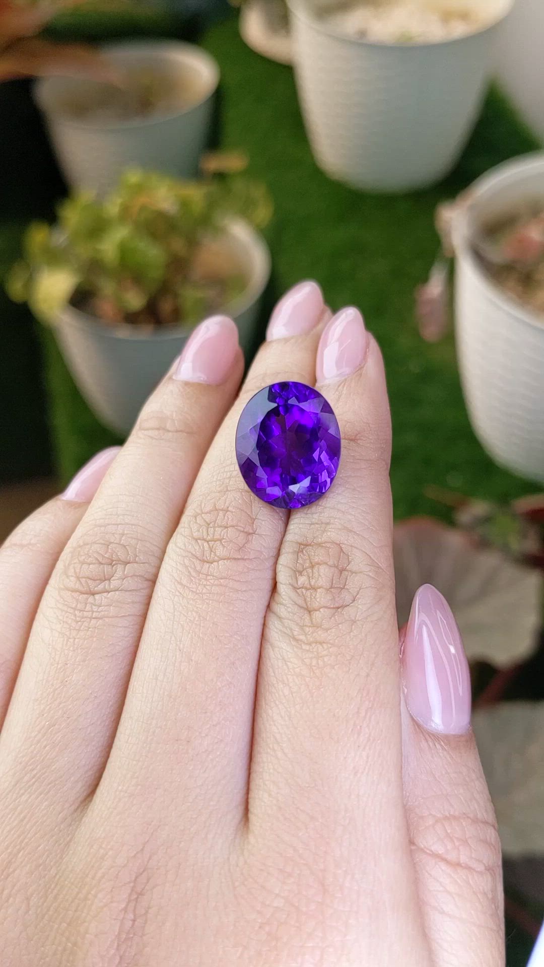 12.68 Ct. Purple Amethyst from Brazil Size Video
