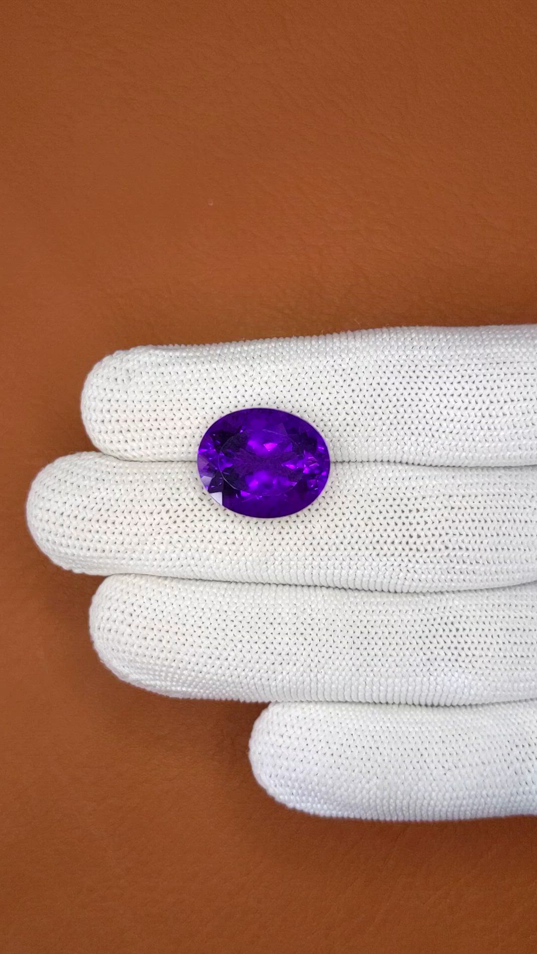 12.68 Ct. Purple Amethyst from Brazil Size Video