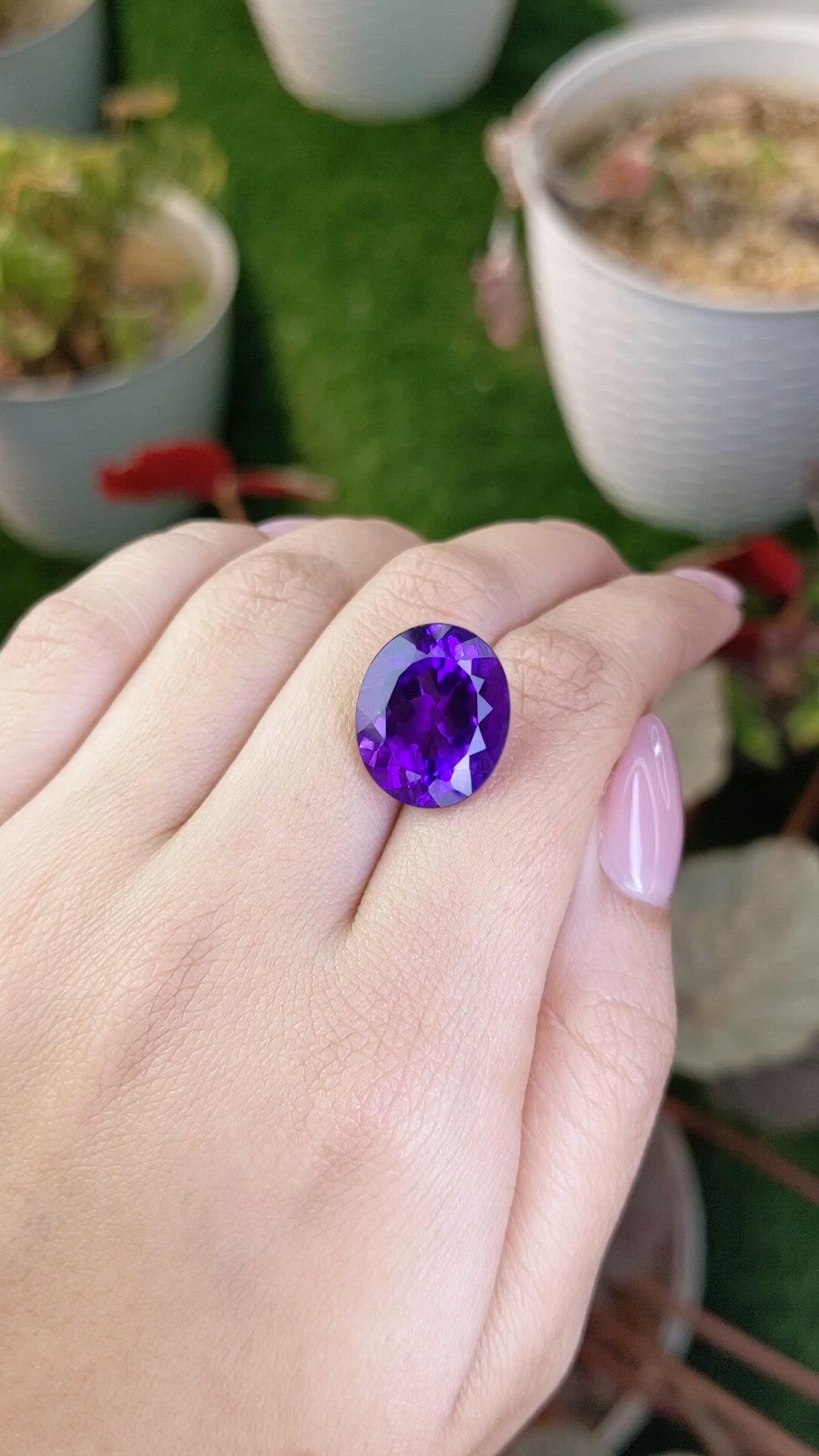 12.68 Ct. Purple Amethyst from Brazil Size Video