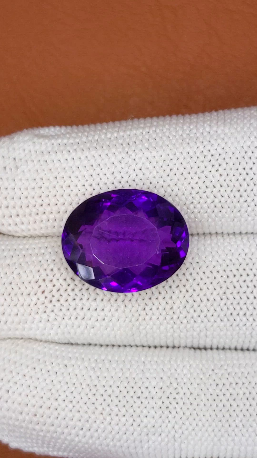14.93 Ct. Purple Amethyst from Brazil Size Video