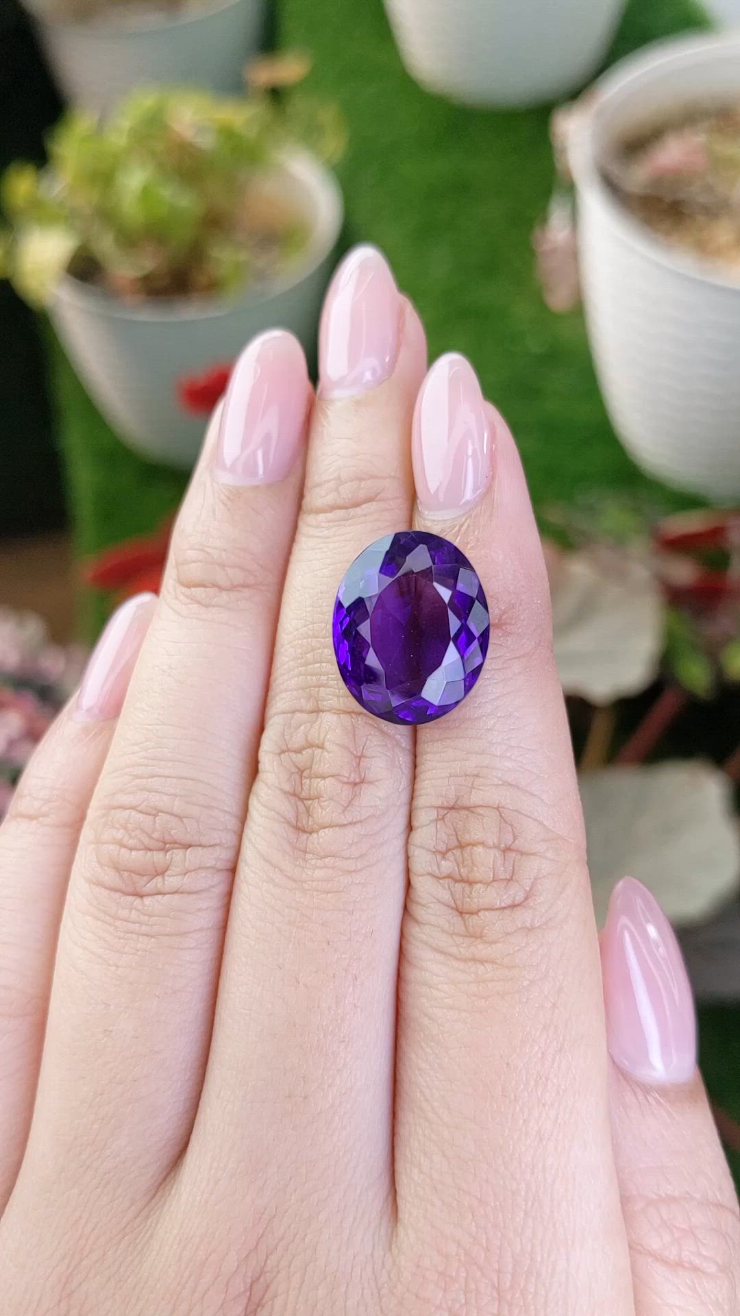 14.93 Ct. Purple Amethyst from Brazil Size Video