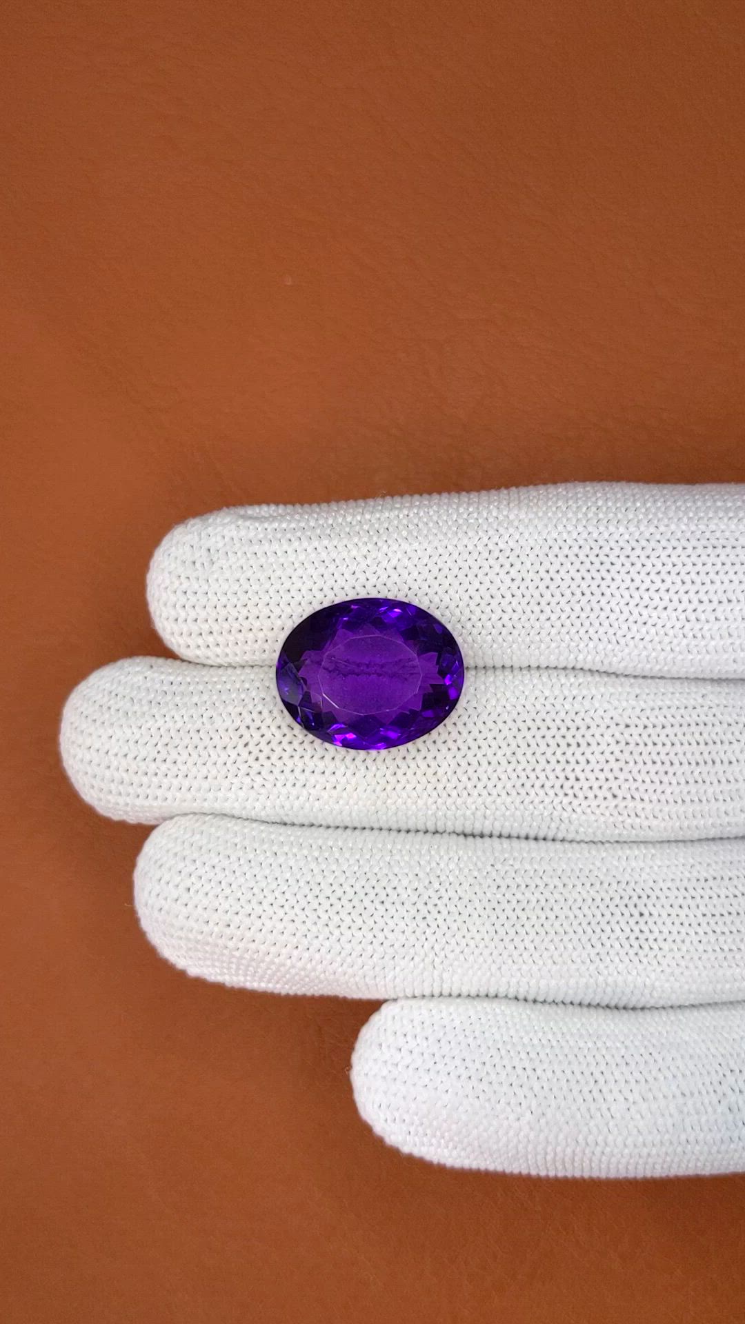 14.93 Ct. Purple Amethyst from Brazil Size Video