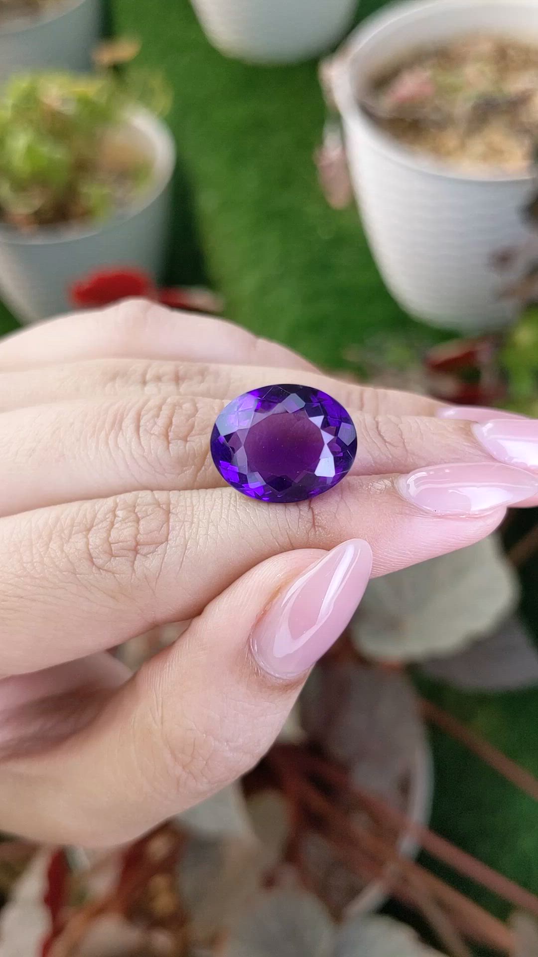 14.93 Ct. Purple Amethyst from Brazil Size Video