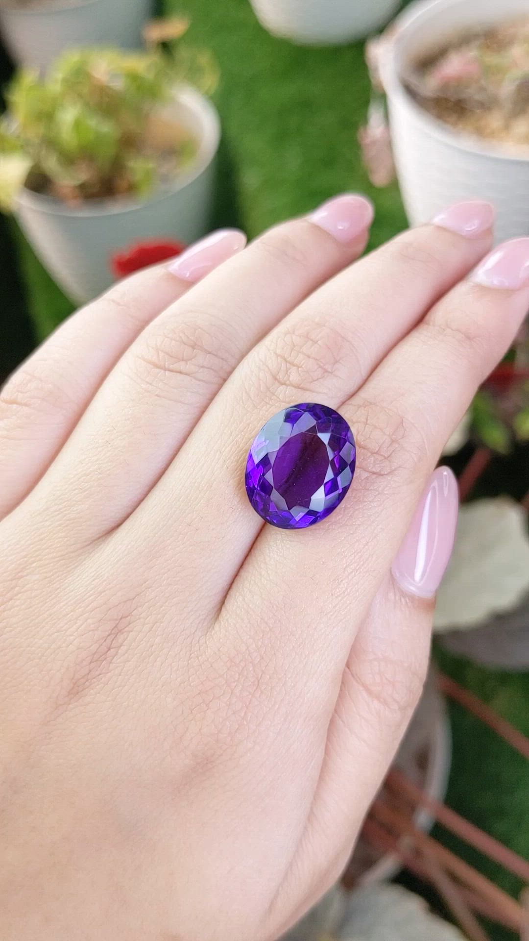 14.93 Ct. Purple Amethyst from Brazil Size Video