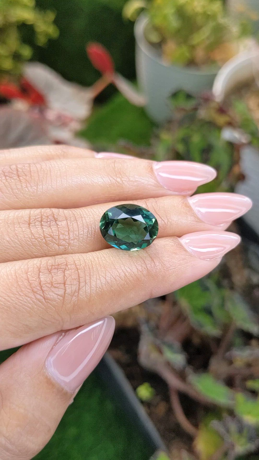 6.85 Ct. Bluish Green Prasiolite from Brazil Size Video