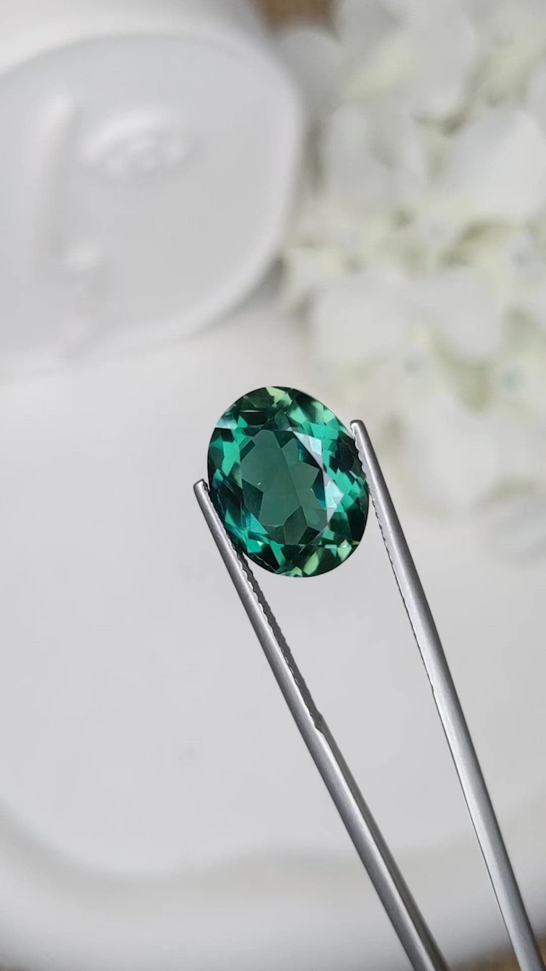6.85 Ct. Bluish Green Prasiolite from Brazil Size Video