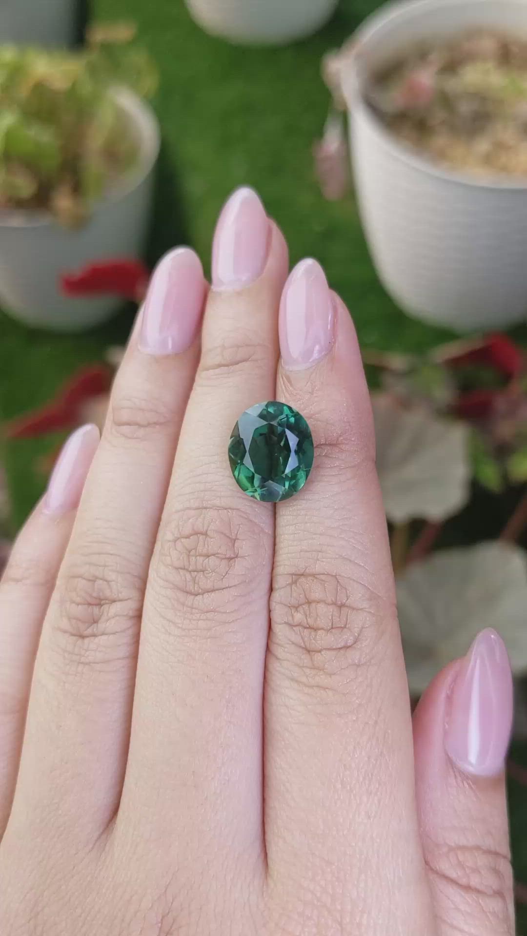 5.75 Ct. Bluish Green Prasiolite from Brazil Size Video