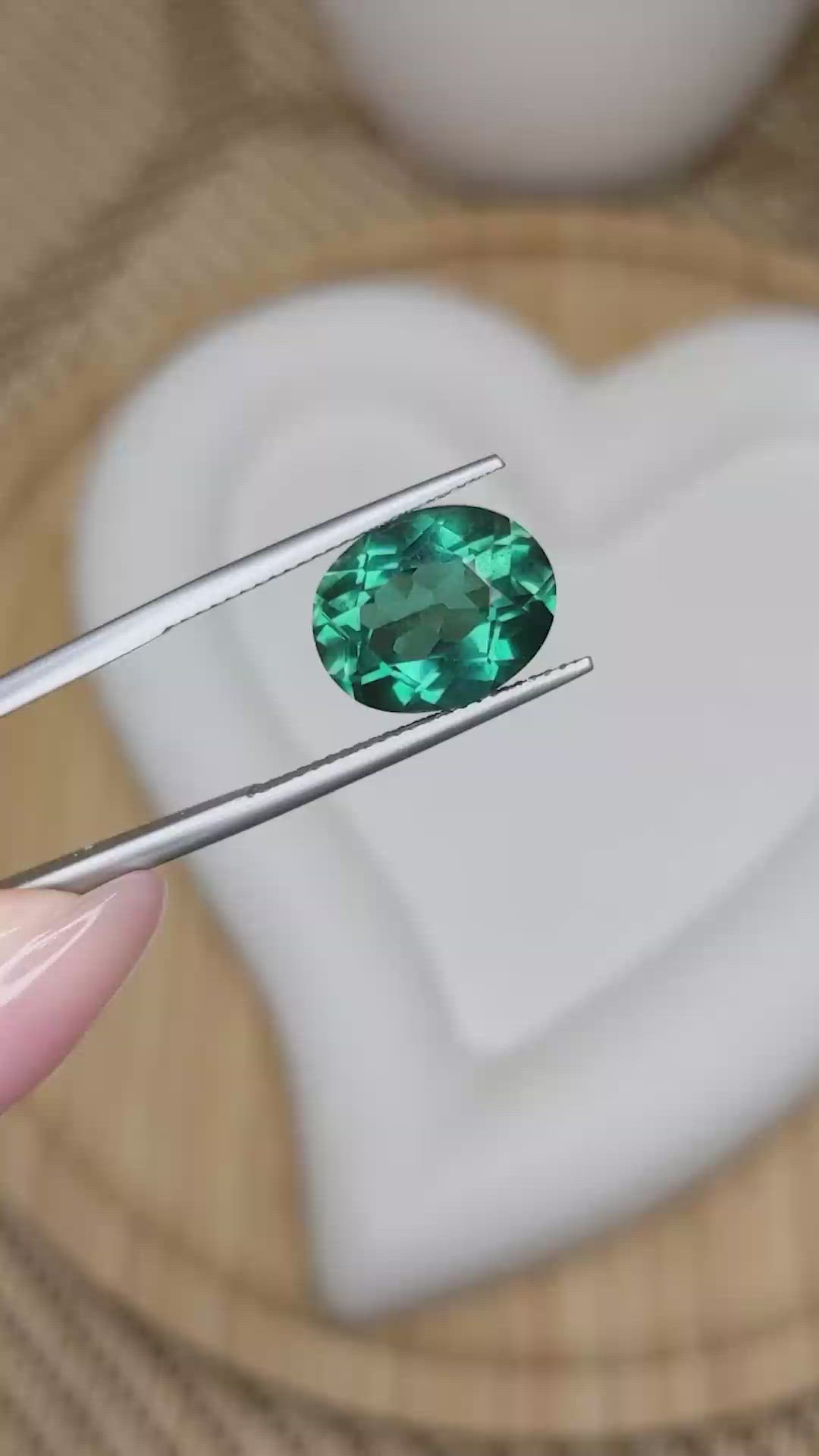 5.77 Ct. Bluish Green Prasiolite from Brazil Size Video