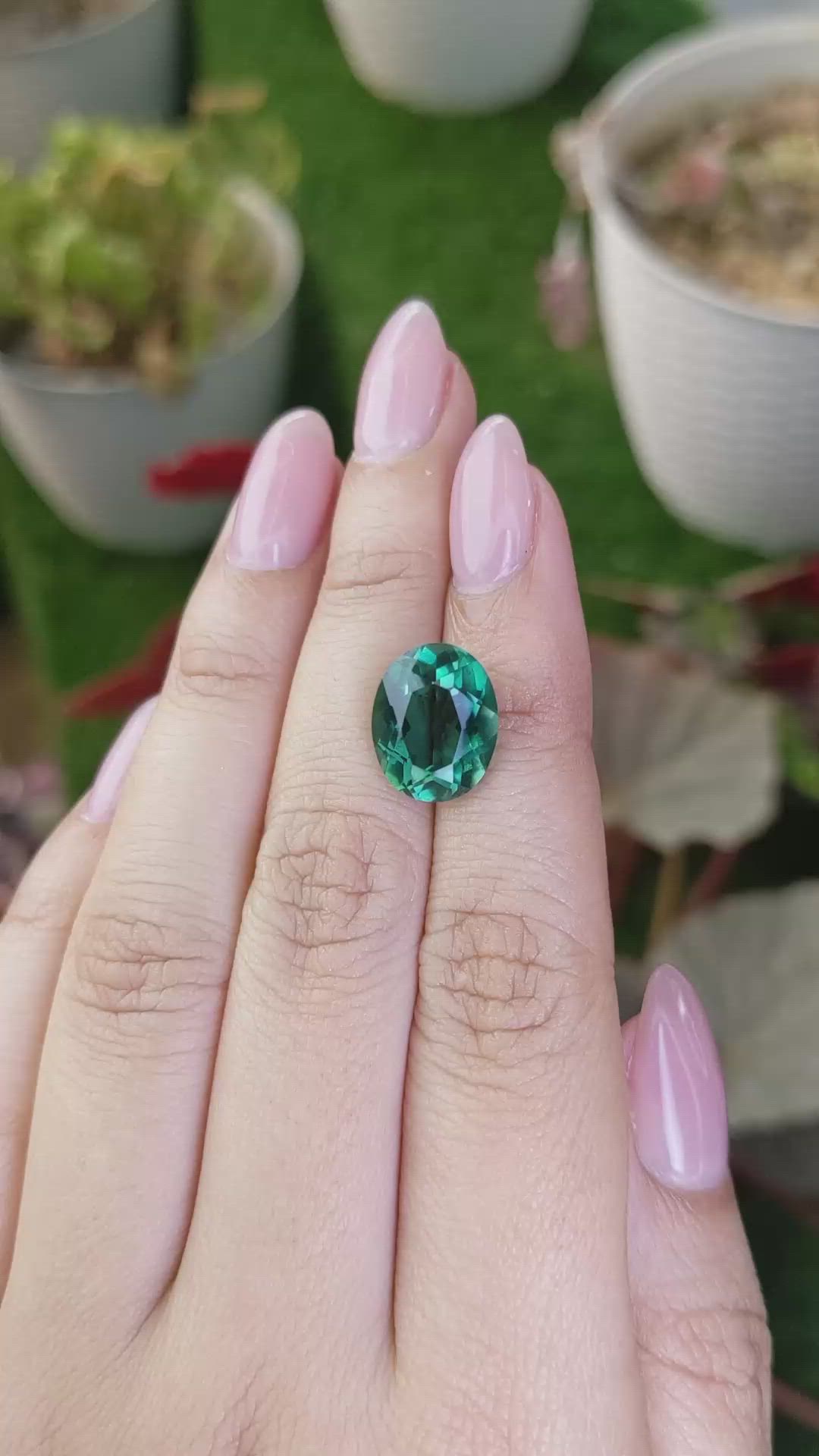 5.77 Ct. Bluish Green Prasiolite from Brazil Size Video