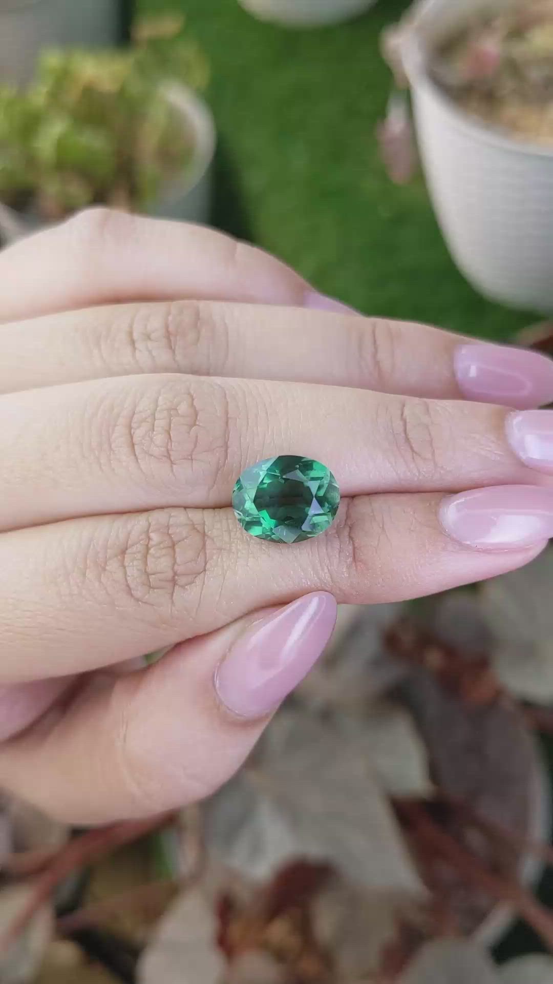4.93 Ct. Bluish Green Prasiolite from Brazil Size Video