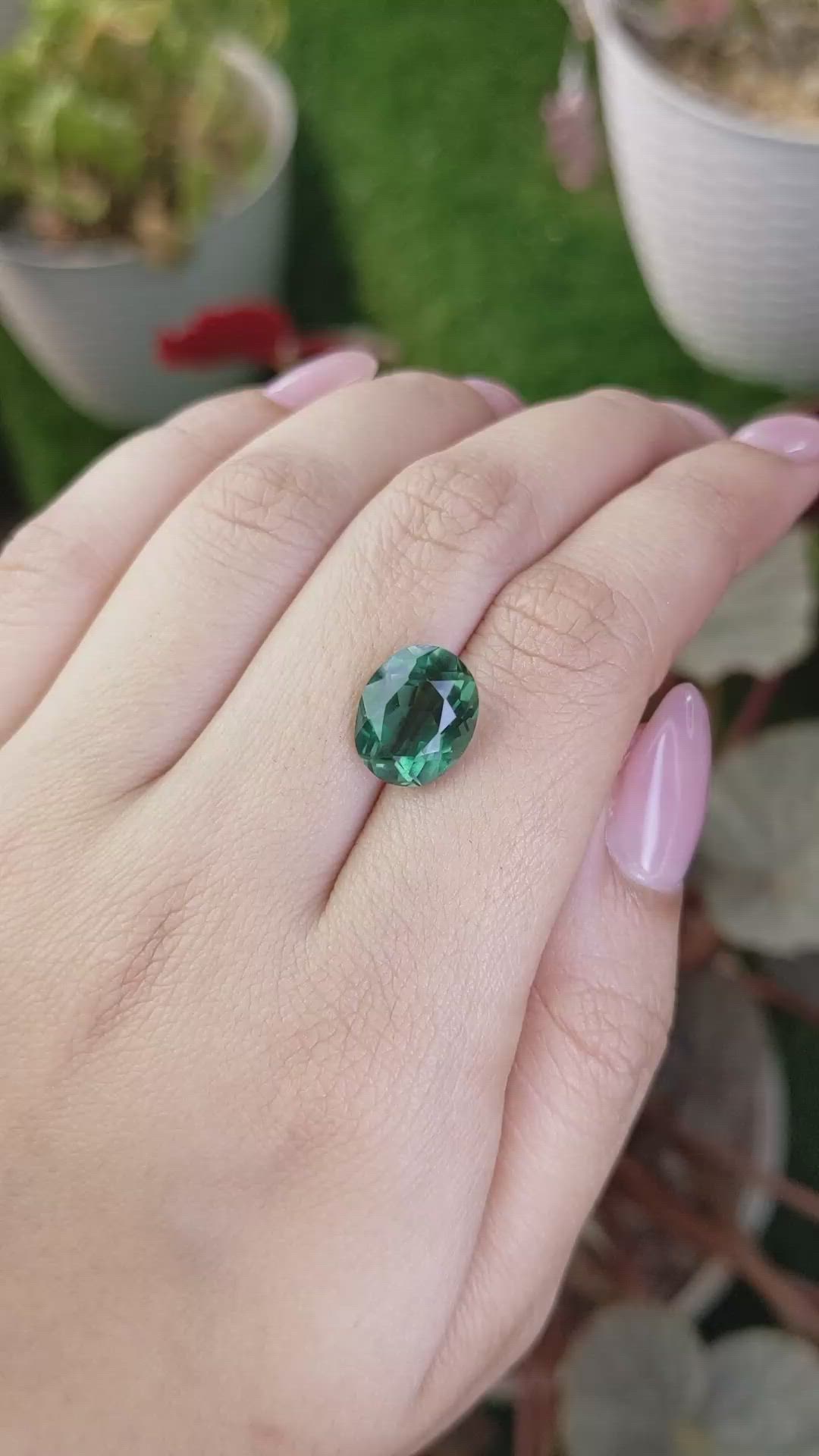 4.93 Ct. Bluish Green Prasiolite from Brazil Size Video