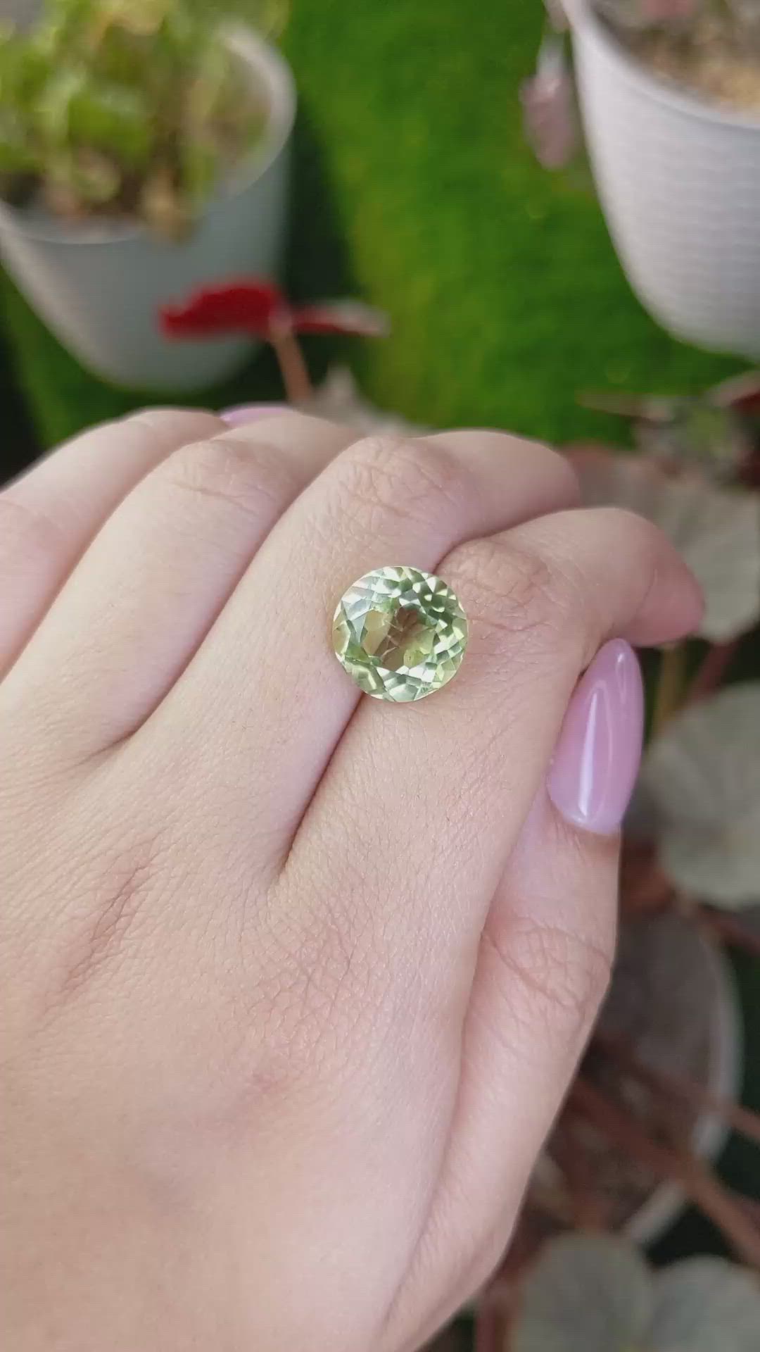 6.57 Ct. Yellowish Green Prasiolite from Brazil Size Video