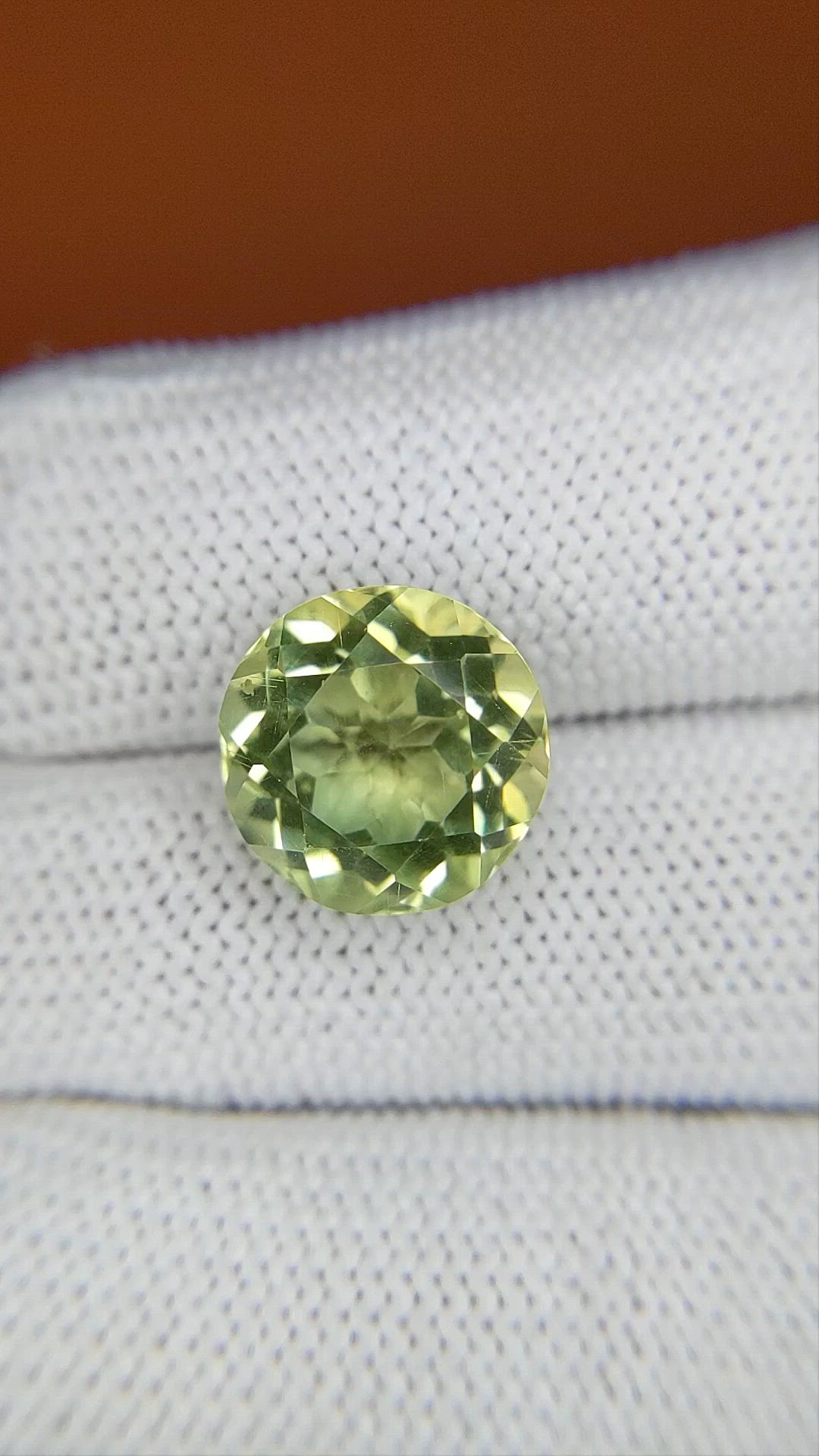 6.57 Ct. Yellowish Green Prasiolite from Brazil Size Video